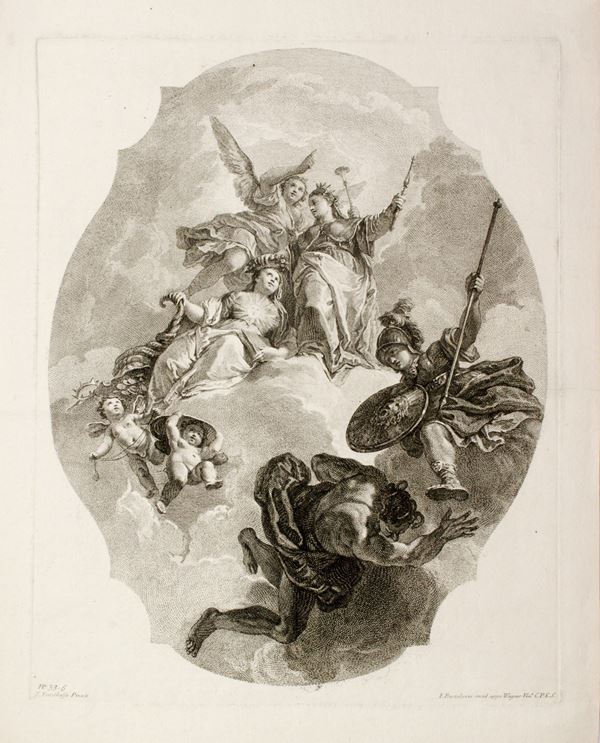 Francesco Bartolozzi : La Vertù couronnant la Noblesse, da Francesco Fontebasso  - Asta STAMPE DAL XV AL XX SECOLO	 - Bertolami Fine Art - Casa d'Aste