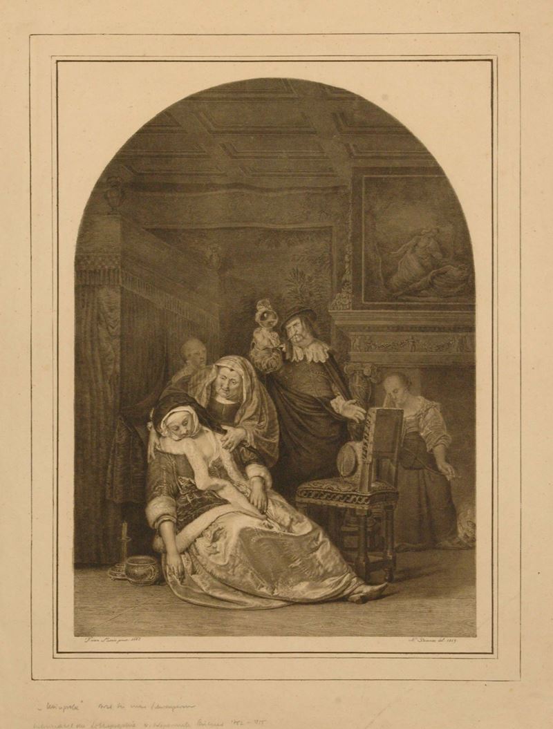 Johann Nepomuk Strixner - La visita del medico (litografia, 1819)