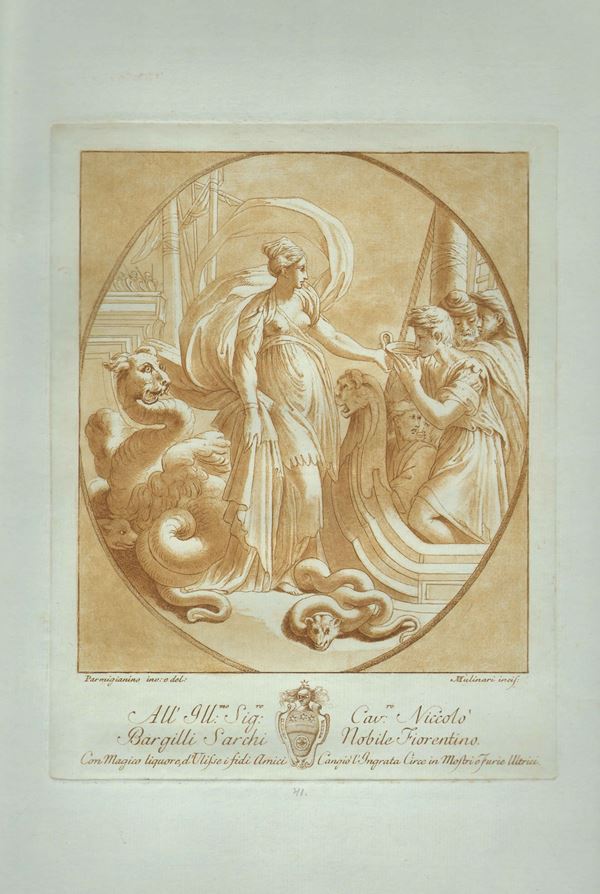 Stefano Mulinari : Circe disseta i compagni di Ulisse, da Parmigianino  - Asta STAMPE DAL XV AL XX SECOLO	 - Bertolami Fine Art - Casa d'Aste