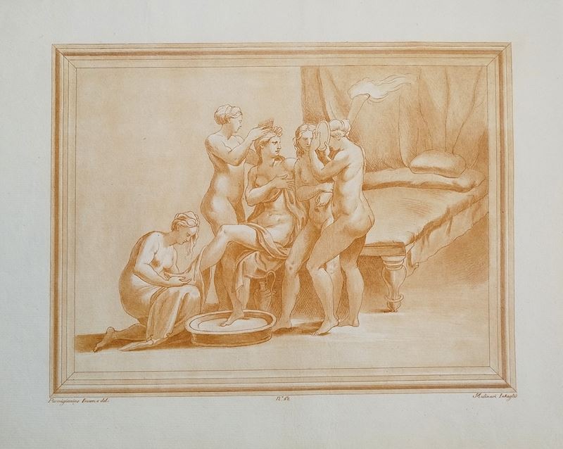 Stefano Mulinari - La toilette di Venere, dal Parmigianino (acquaforte e acquatinta)