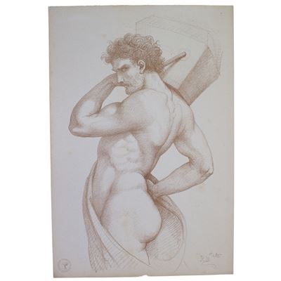 Studio di giovane uomo di profilo, litografia