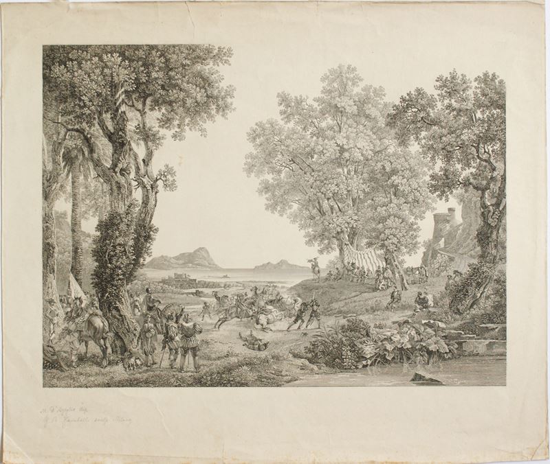 Giovanni Battista Zambelli - La Disfida di Barletta (da Massimo D'Azeglio), xilografia