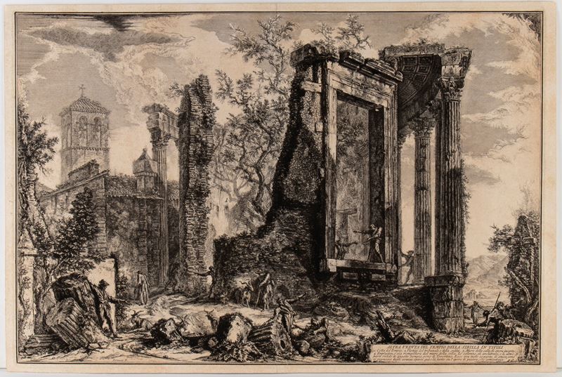 Giovanni Battista Piranesi - Veduta del tempio della Sibilla a Tivoli