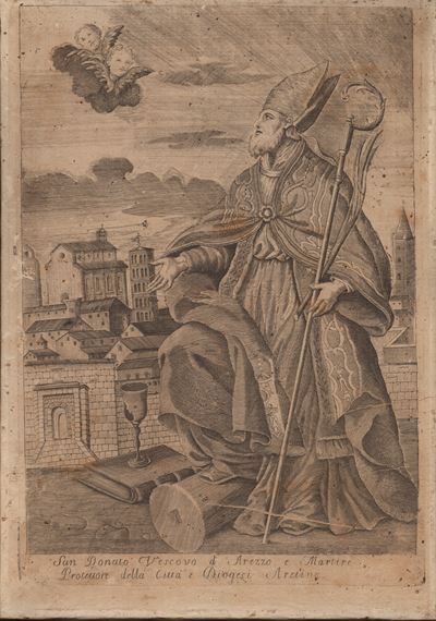 Anonimo incisore del XVII secolo, San Donato Vescovo di Arezzo e Martire (acquaforte)