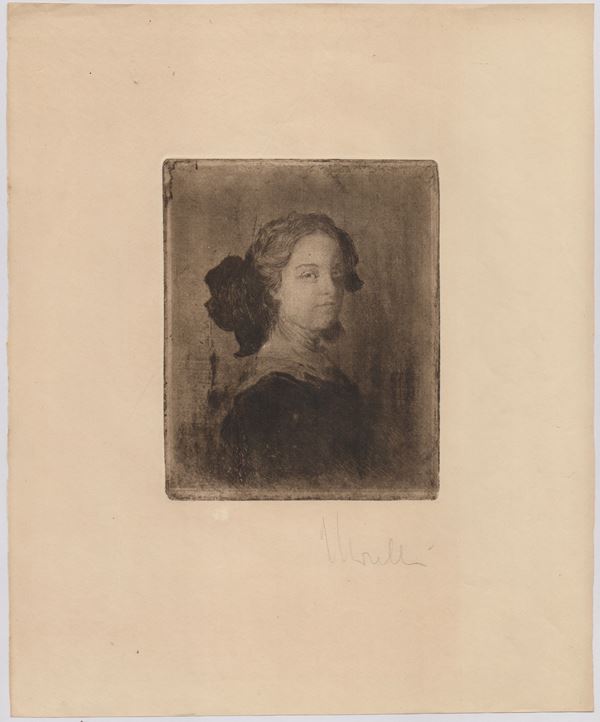DOMENICO MORELLI : Ritratto di una giovane donna  - Asta STAMPE DAL XV AL XX SECOLO	 - Bertolami Fine Art - Casa d'Aste