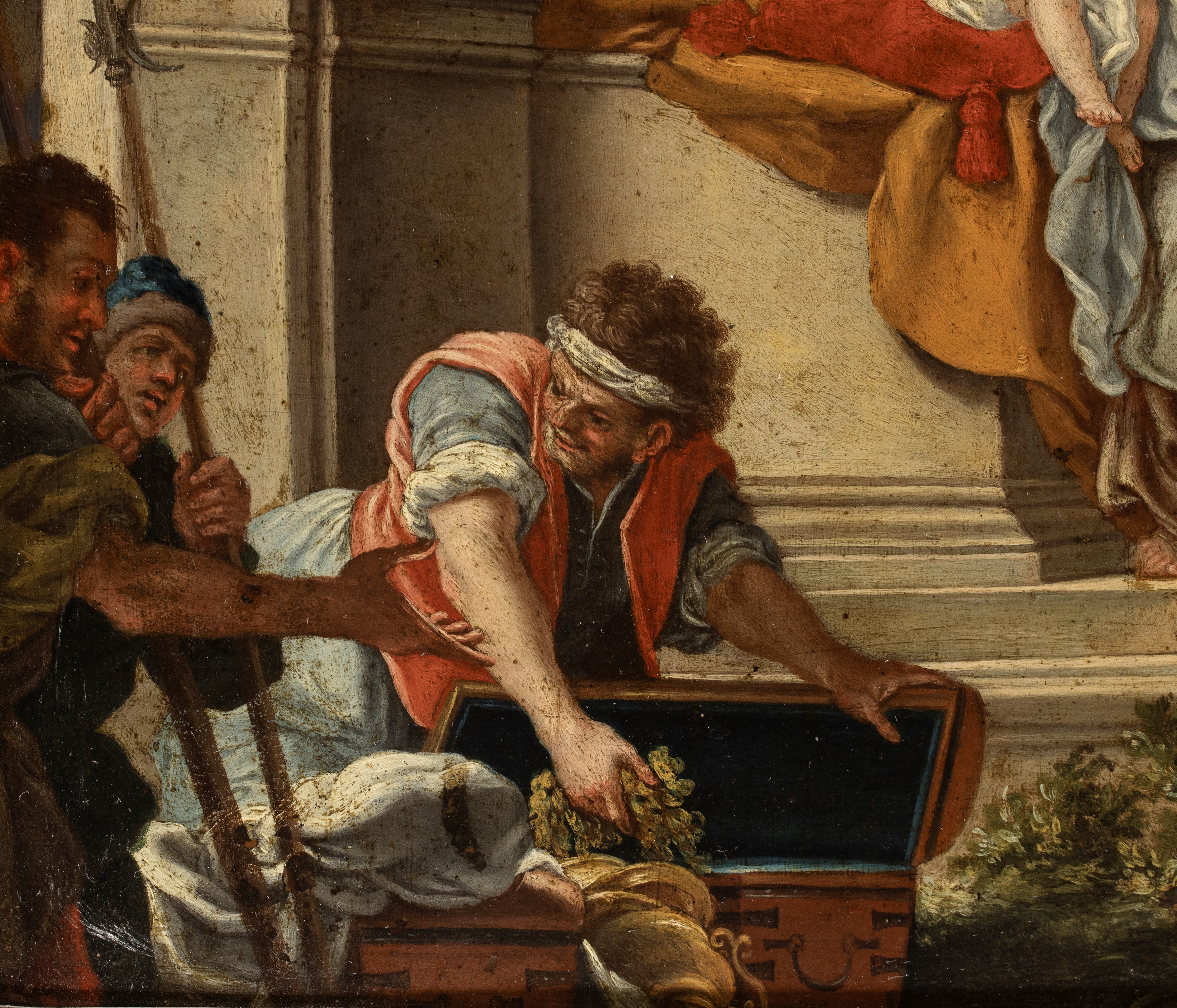 Artista Veneto, Prima Metà XVIII Secolo - Adorazione dei Magi, olio su rame con cornice
