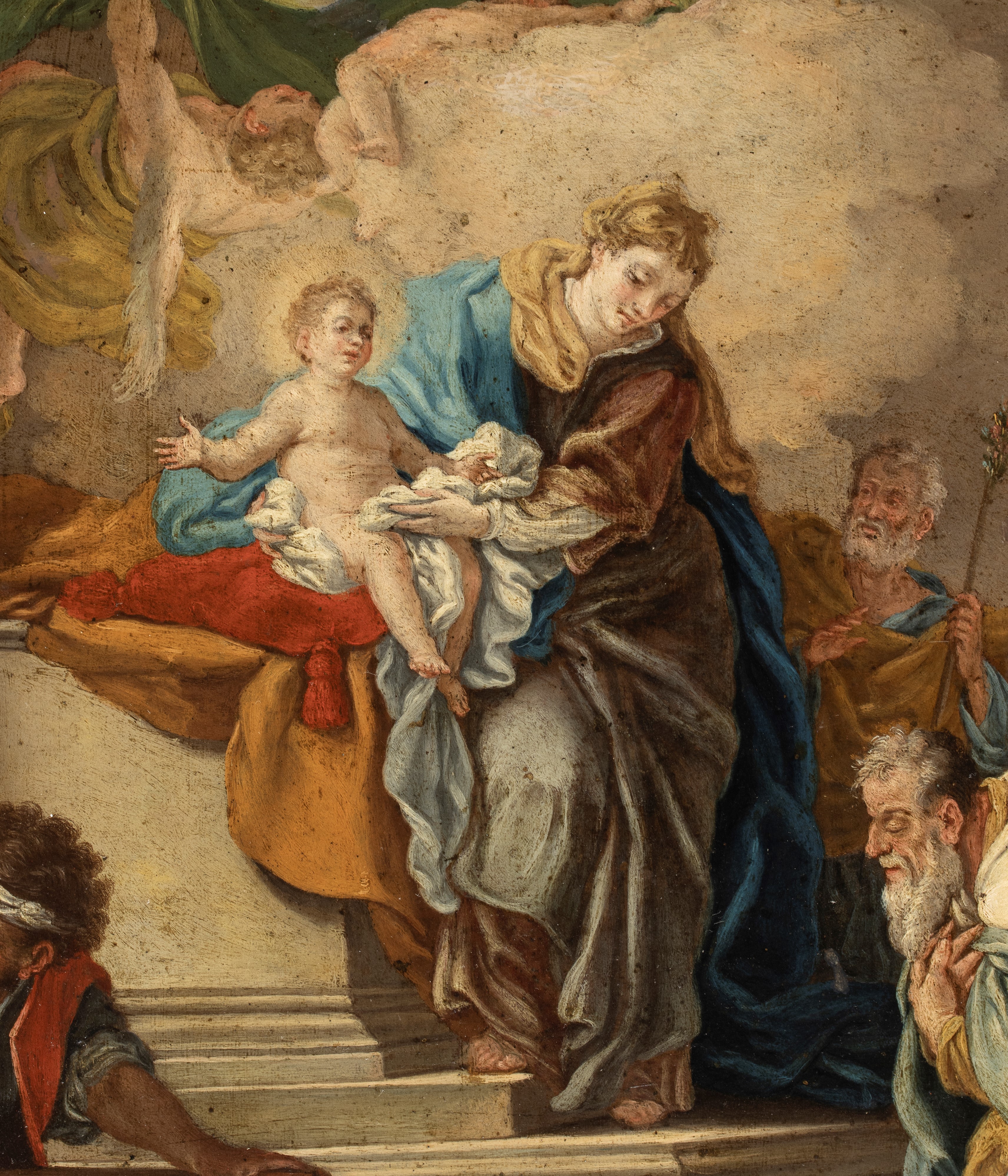 Artista Veneto, Prima Metà XVIII Secolo - Adorazione dei Magi, olio su rame con cornice