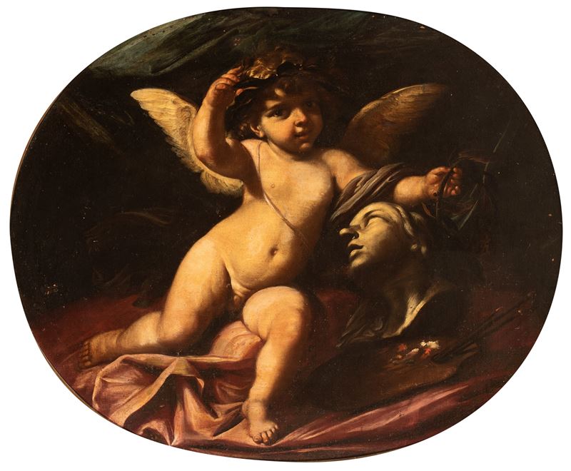 Artista Emiliano, XVII Secolo - Allegoria delle arti figurative, olio su tela