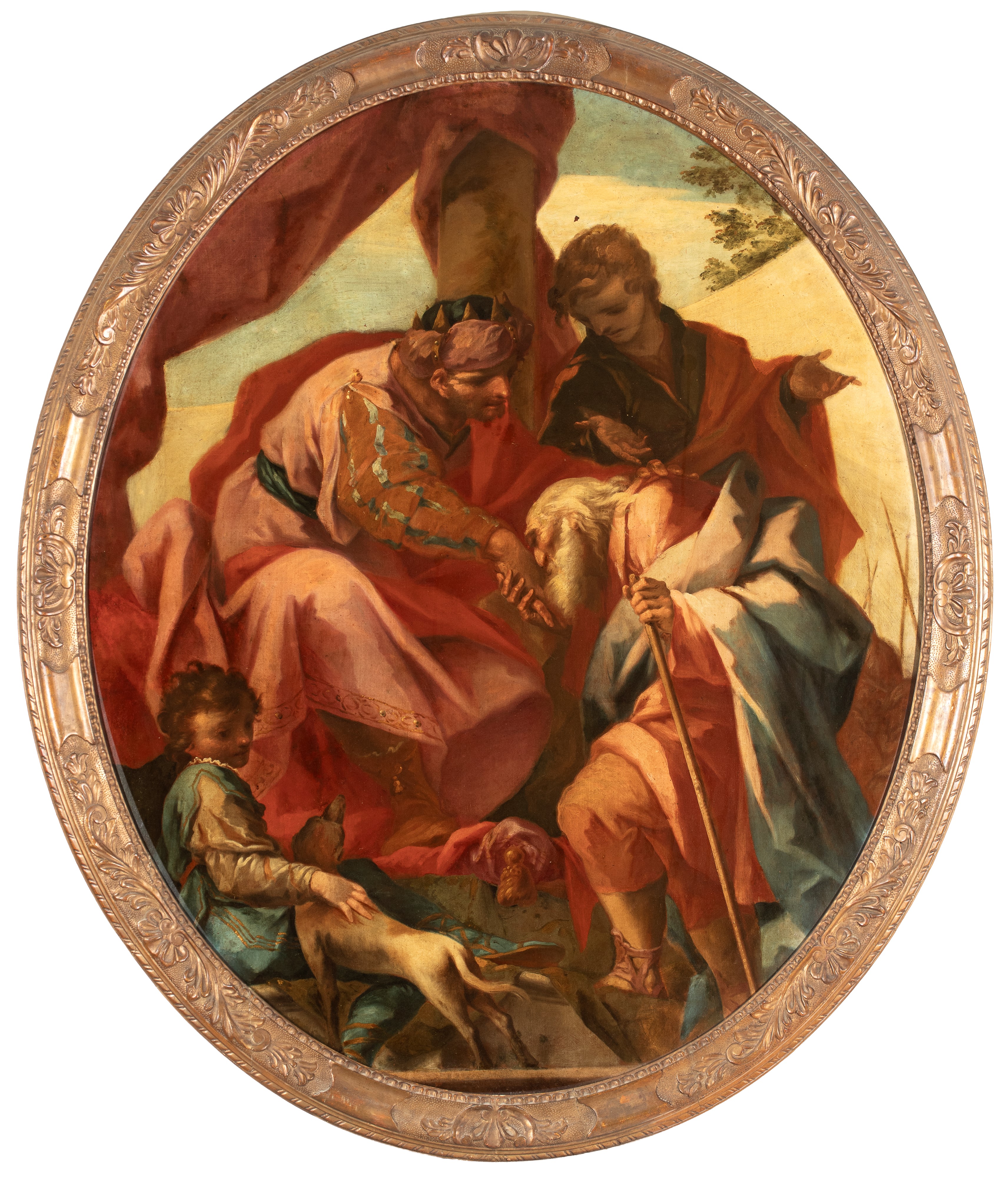 Artista Veneto, XVIII Secolo - Anonimo, Omaggio ad un sovrano, olio su tela