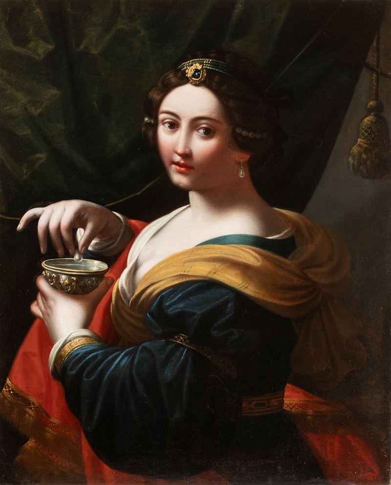 Artista Attivo a Roma, XVII Secolo - Cleopatra scioglie l’orecchino di perla in una coppa di acet...