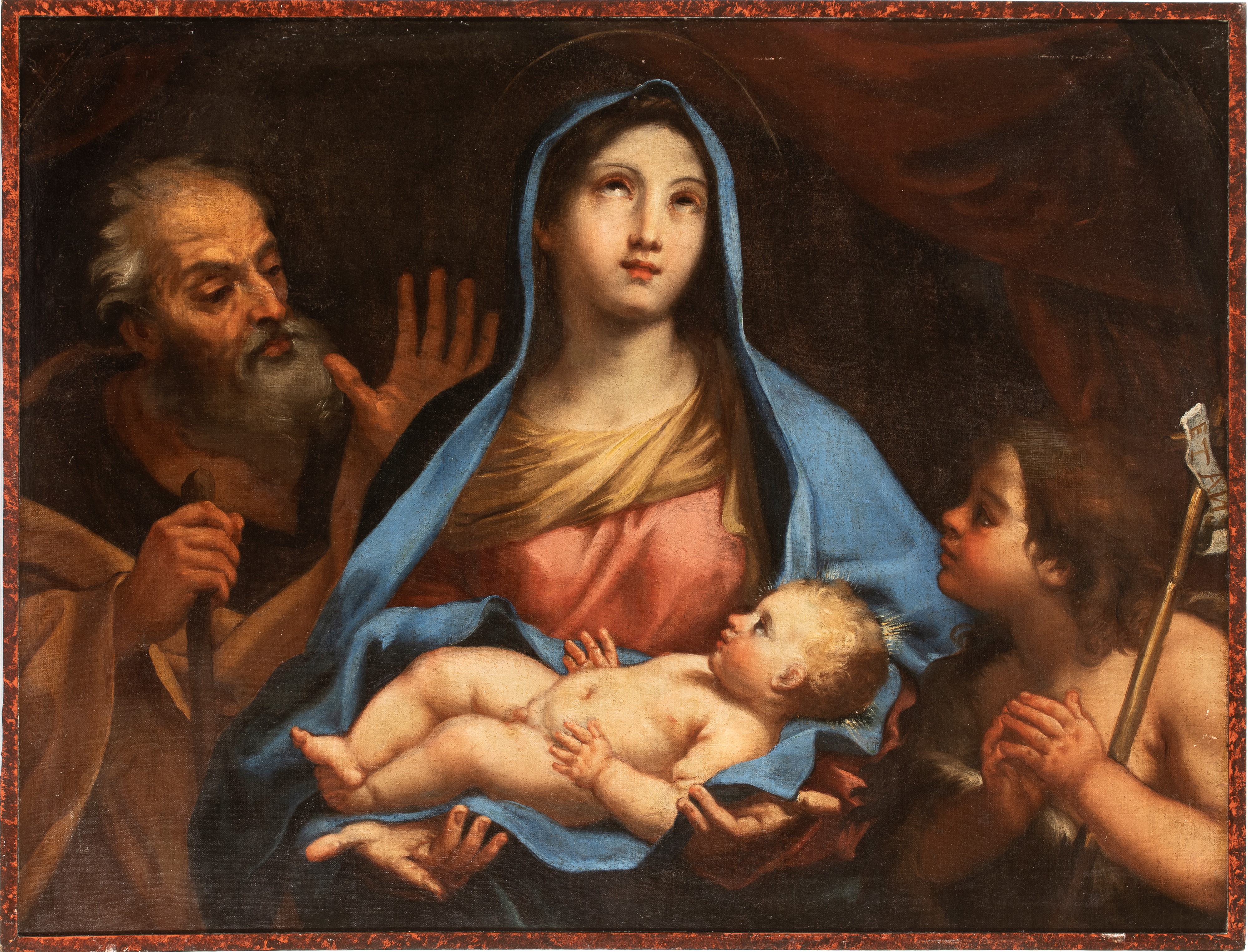 Artista Emiliano, Seconda Metà XVII Secolo - Sacra Famiglia con San Giovannino, olio su tela ripo...