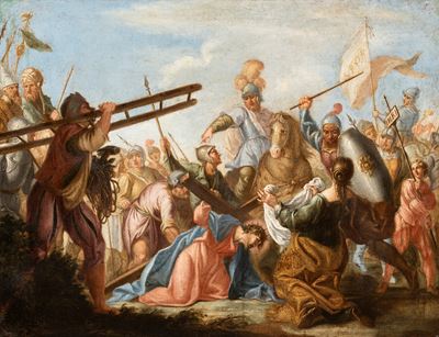 Cristo e Santa Veronica, olio su tela con cornice