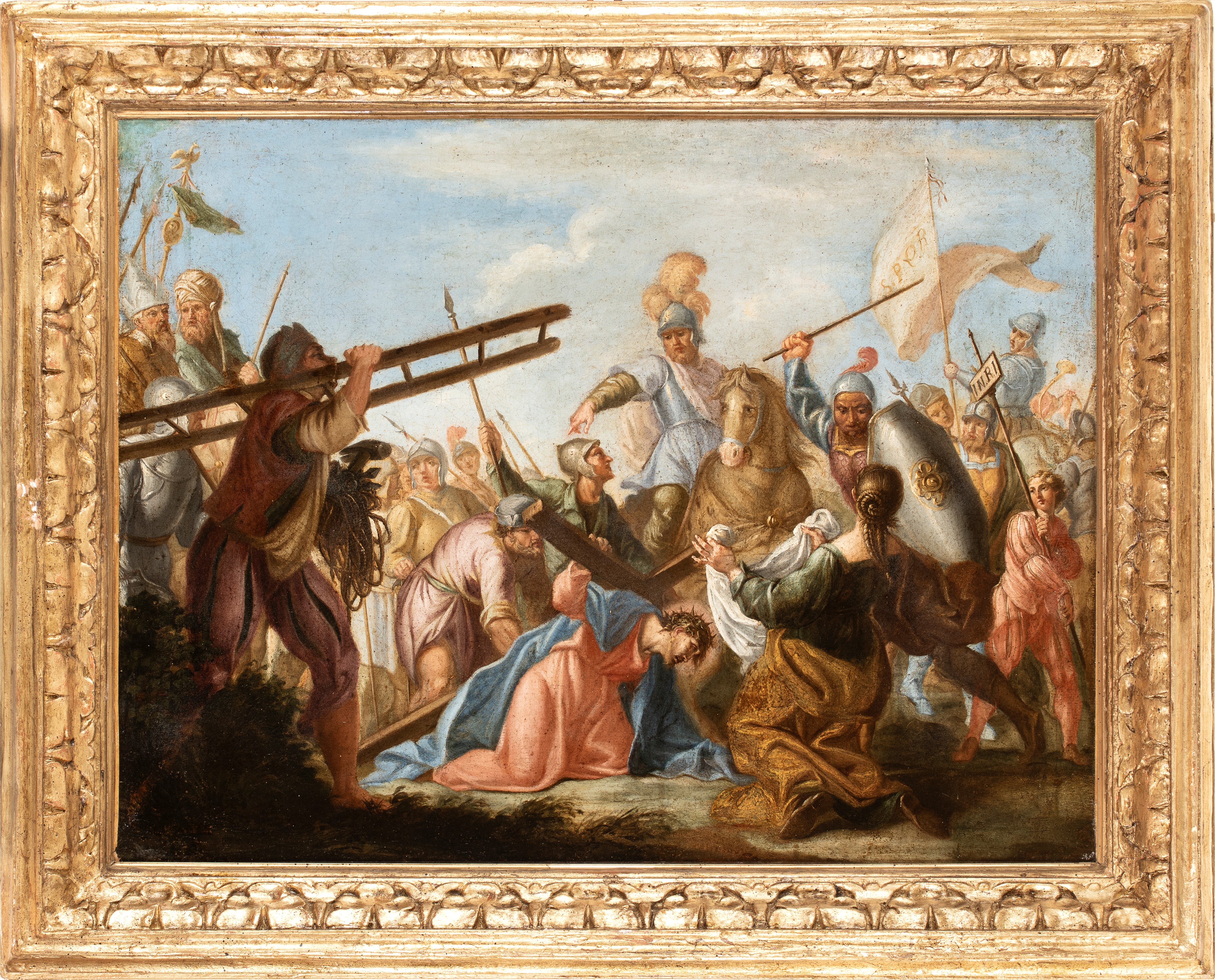 Artista Veneto, XVIII Secolo - Cristo e Santa Veronica, olio su tela con cornice