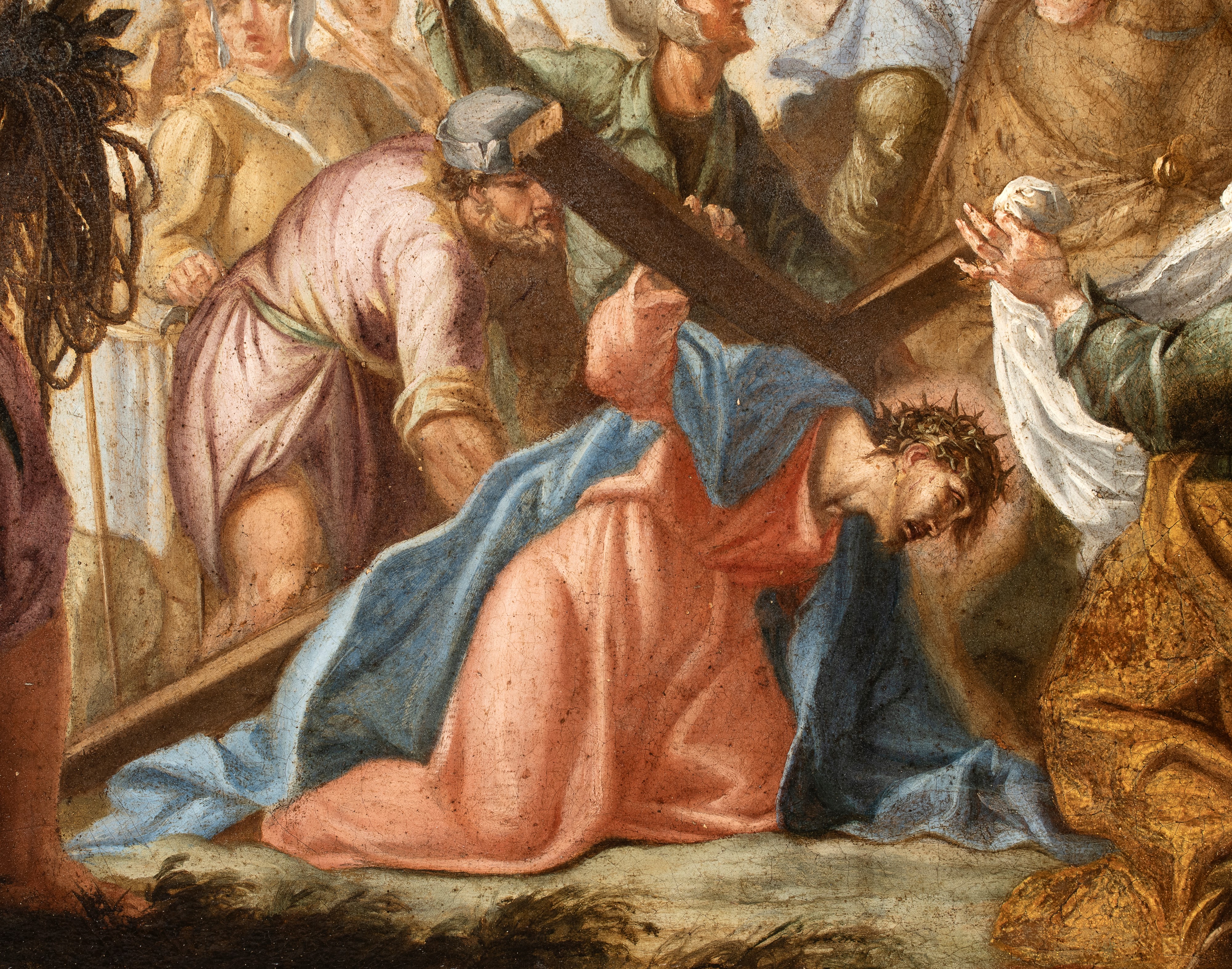 Artista Veneto, XVIII Secolo - Cristo e Santa Veronica, olio su tela con cornice