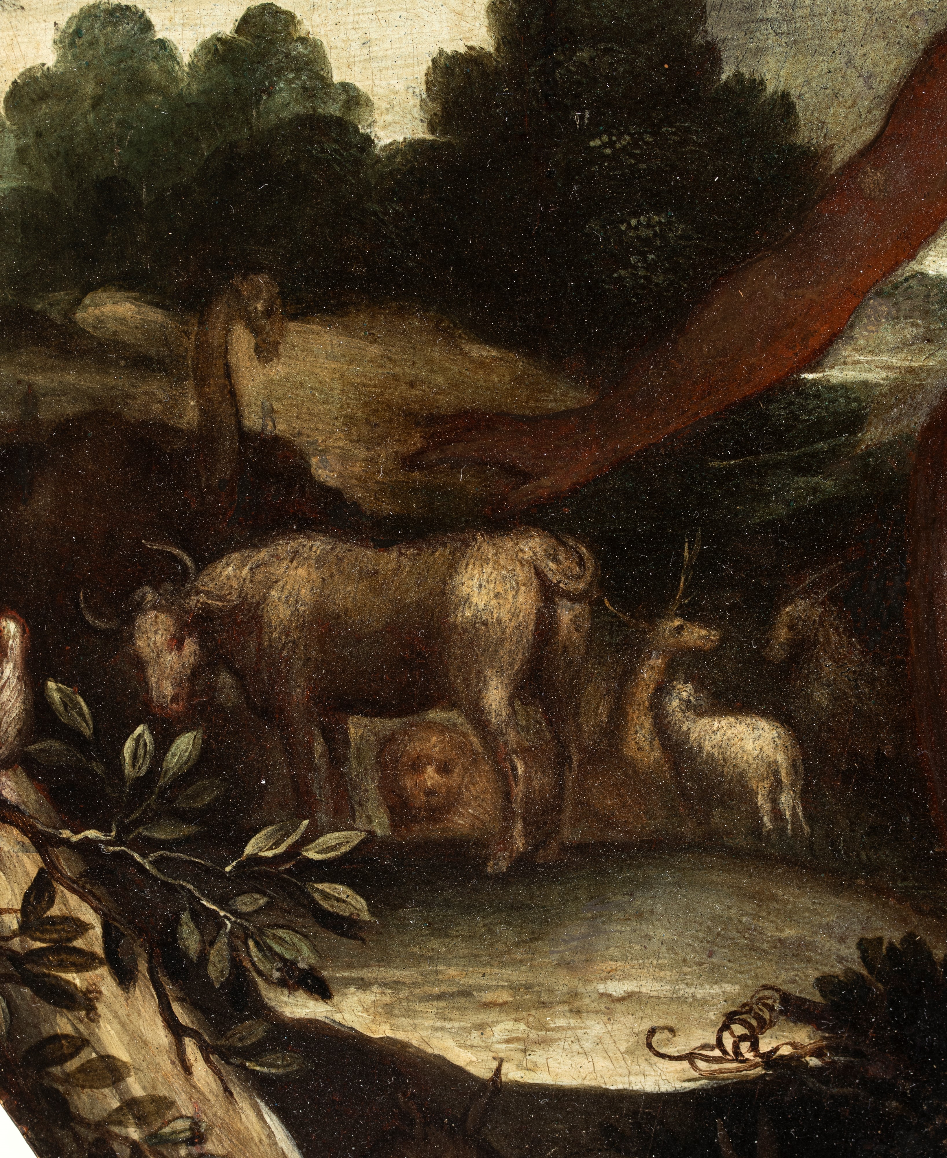 Artista Fiammingo, Fine XVI - Inizio XVII Secolo - Eva nel giardino dell'Eden, olio su tavola