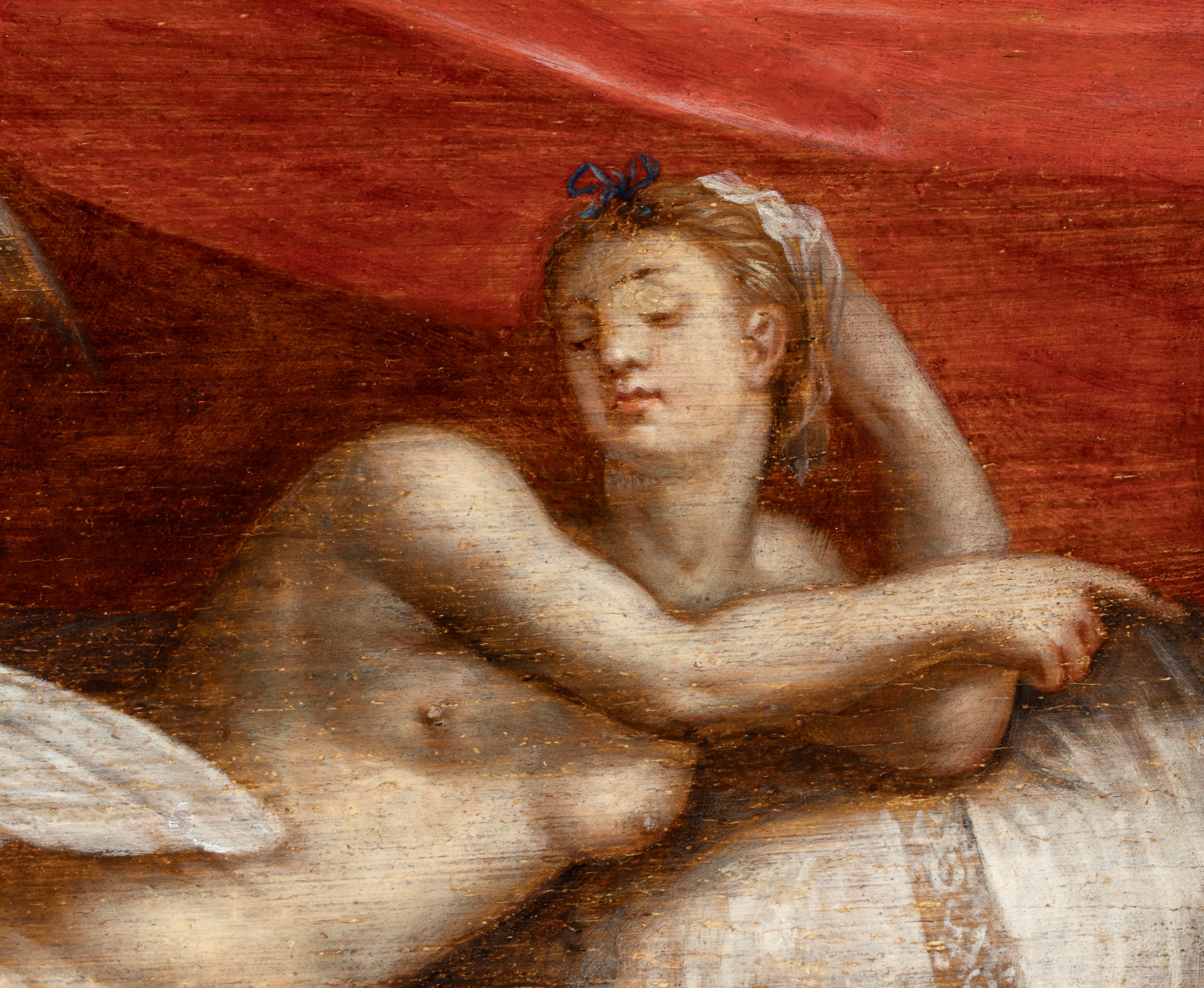 Artista Fiammingo Attivo in Italia, Seconda Metà XVI Secolo - Venere insidiata da un satiro, olio...