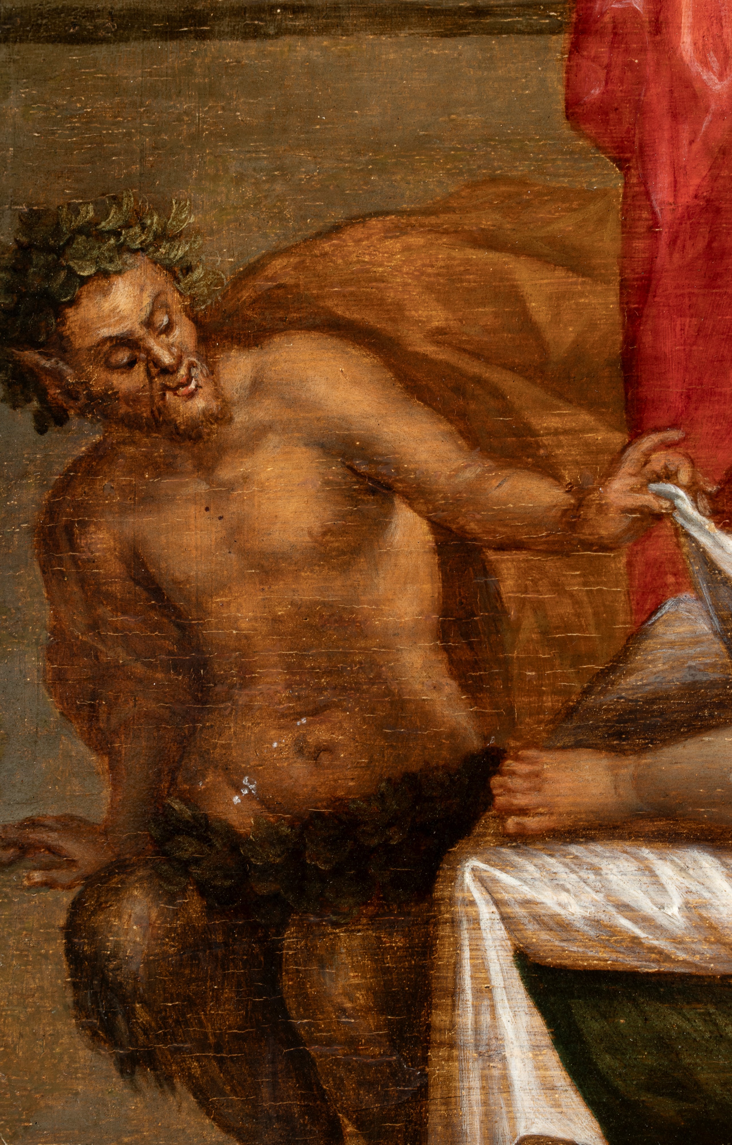 Artista Fiammingo Attivo in Italia, Seconda Metà XVI Secolo - Venere insidiata da un satiro, olio...