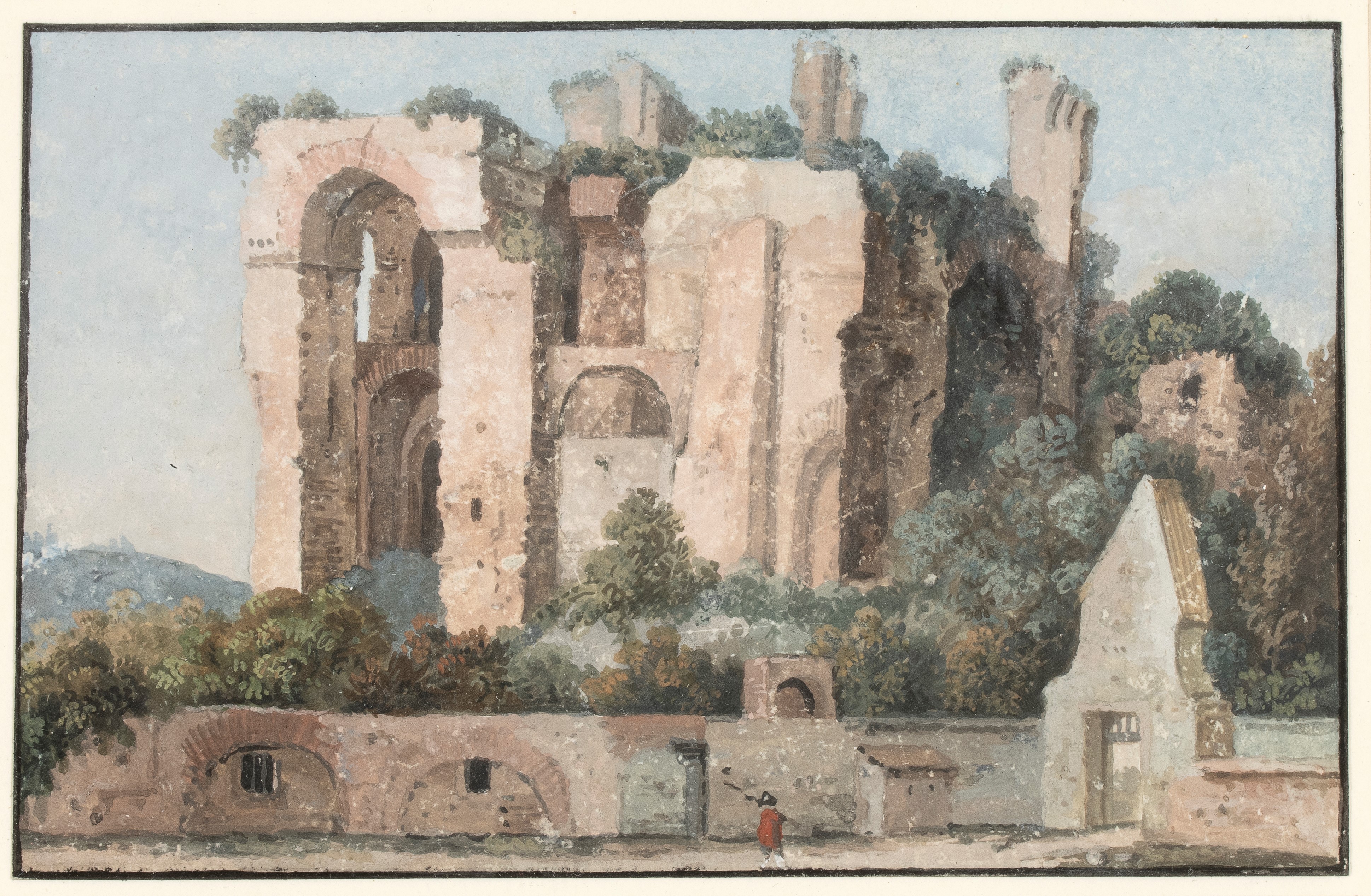 Artista Attivo a Roma, XVIII Secolo - Vedute di Roma, Serie di 9 tempere, tempera su cartoncino