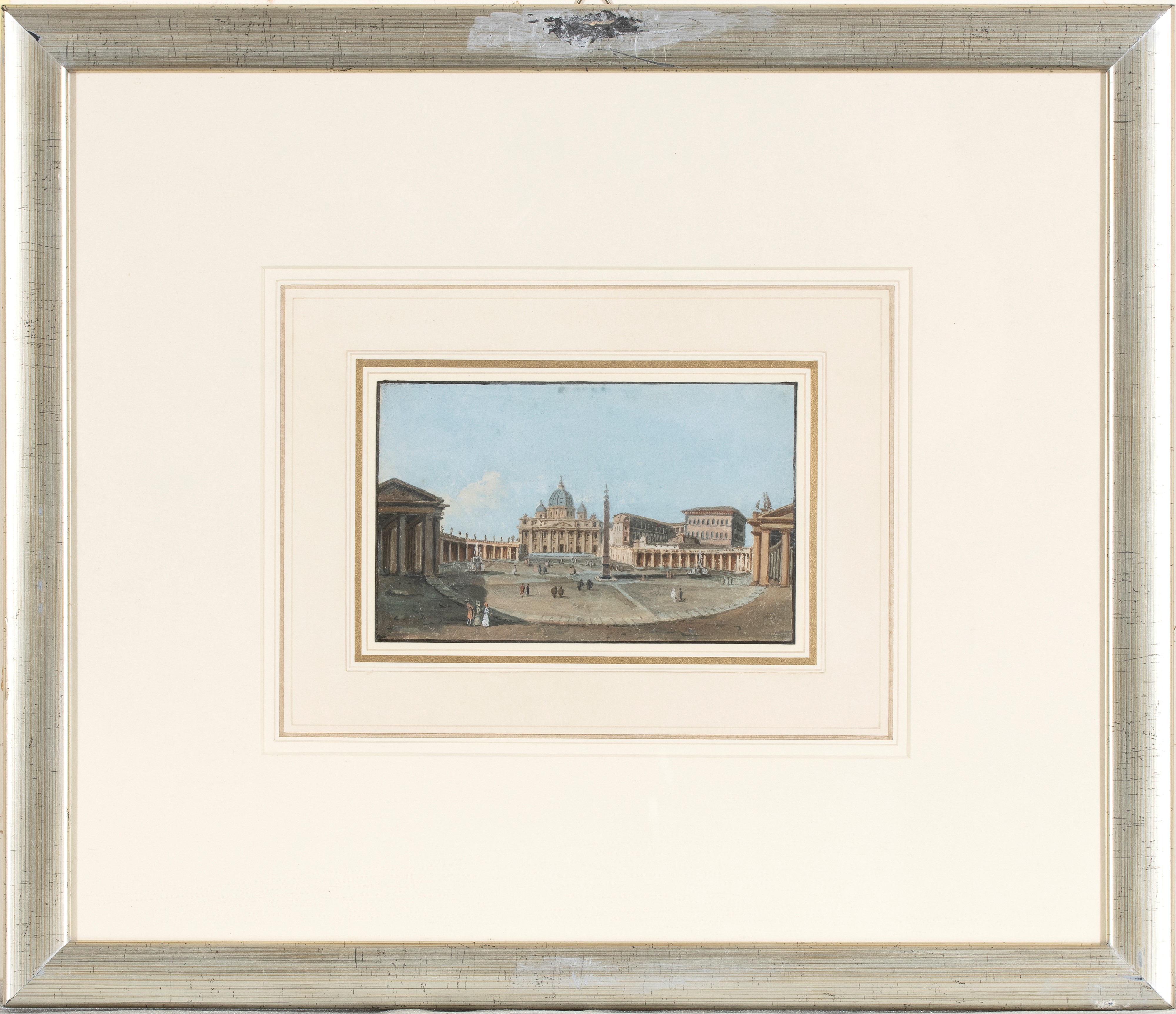Artista Attivo a Roma, XVIII Secolo - Vedute di Roma, Serie di 9 tempere, tempera su cartoncino