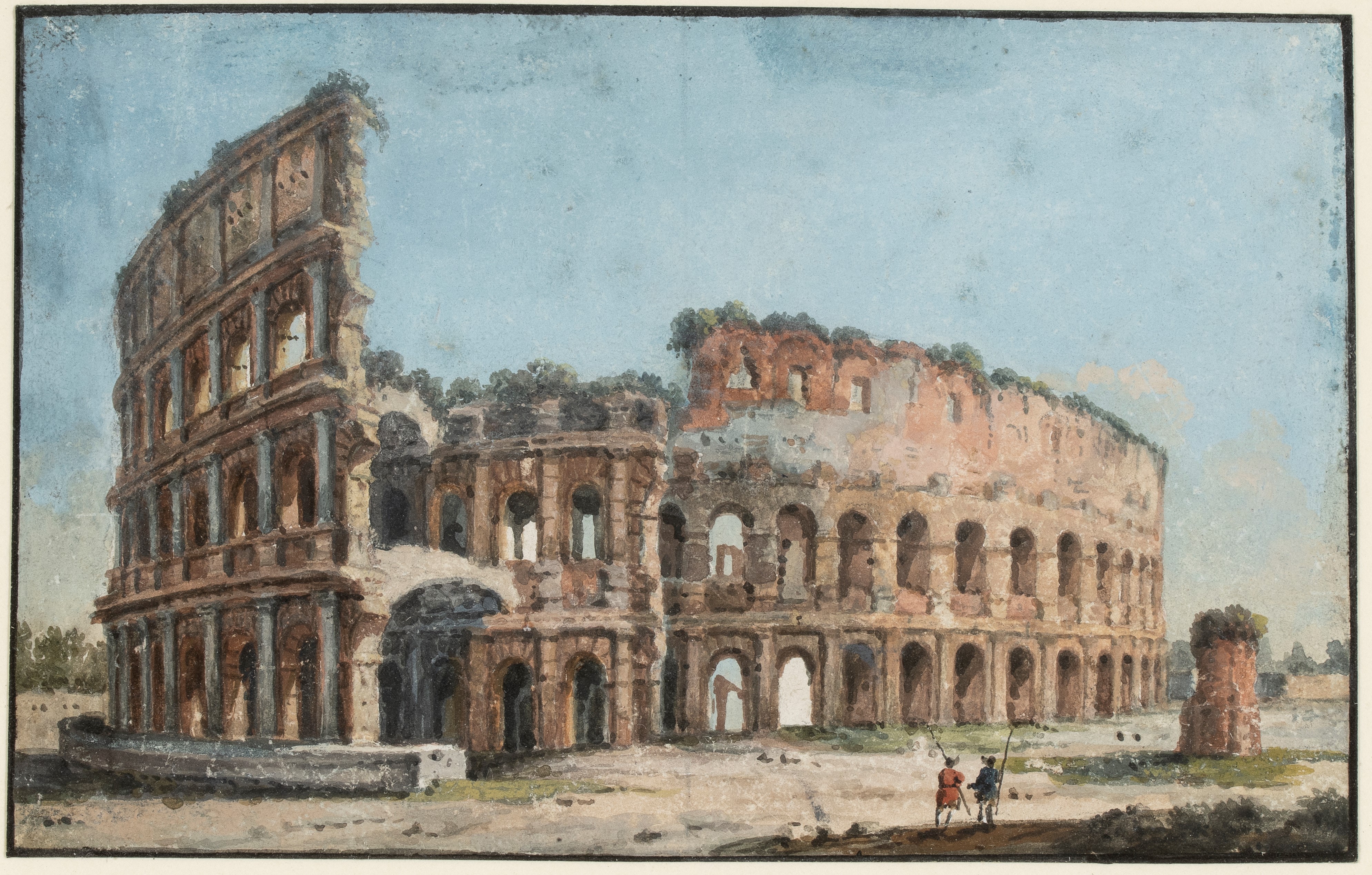 Artista Attivo a Roma, XVIII Secolo - Vedute di Roma, Serie di 9 tempere, tempera su cartoncino