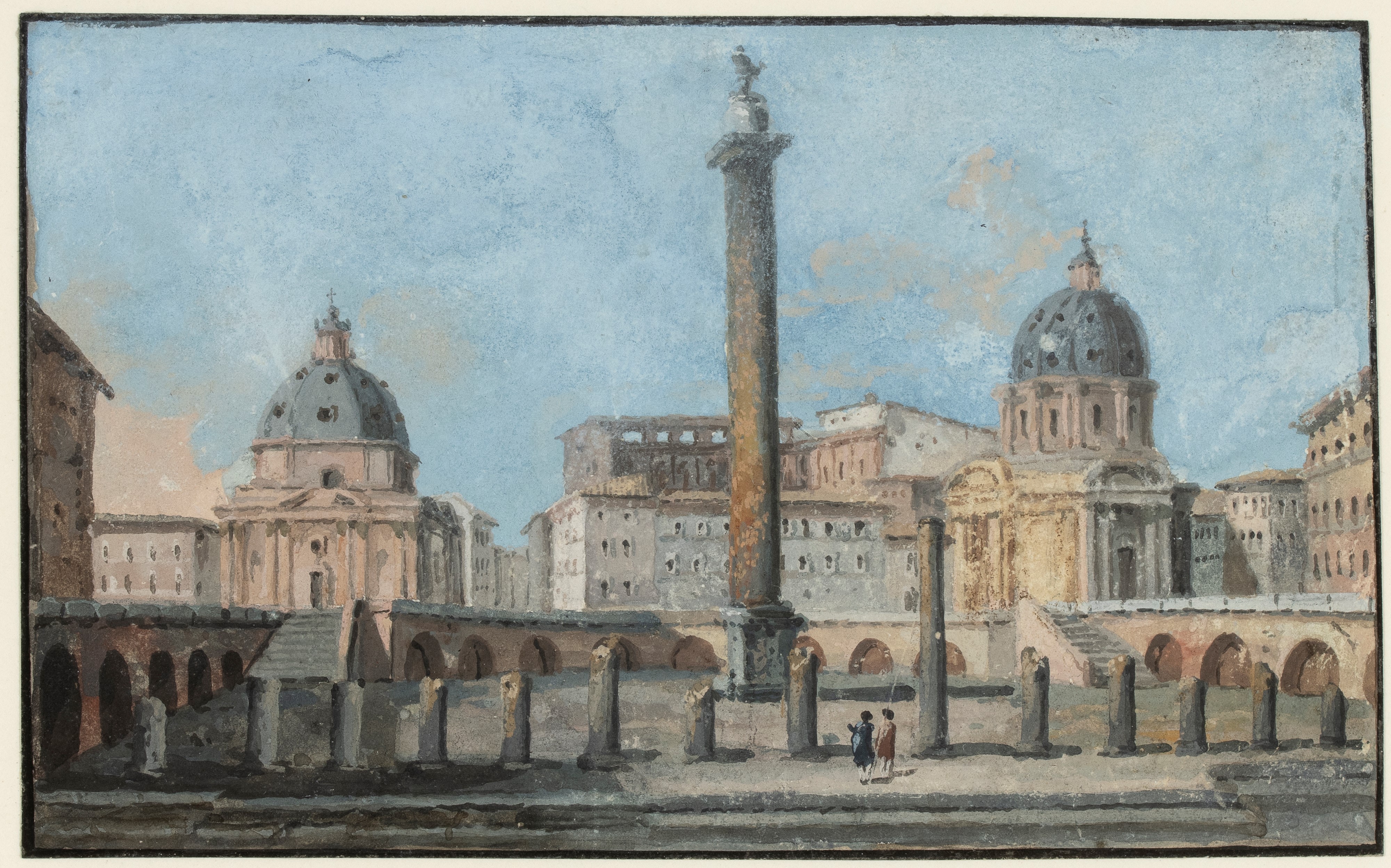 Artista Attivo a Roma, XVIII Secolo - Vedute di Roma, Serie di 9 tempere, tempera su cartoncino