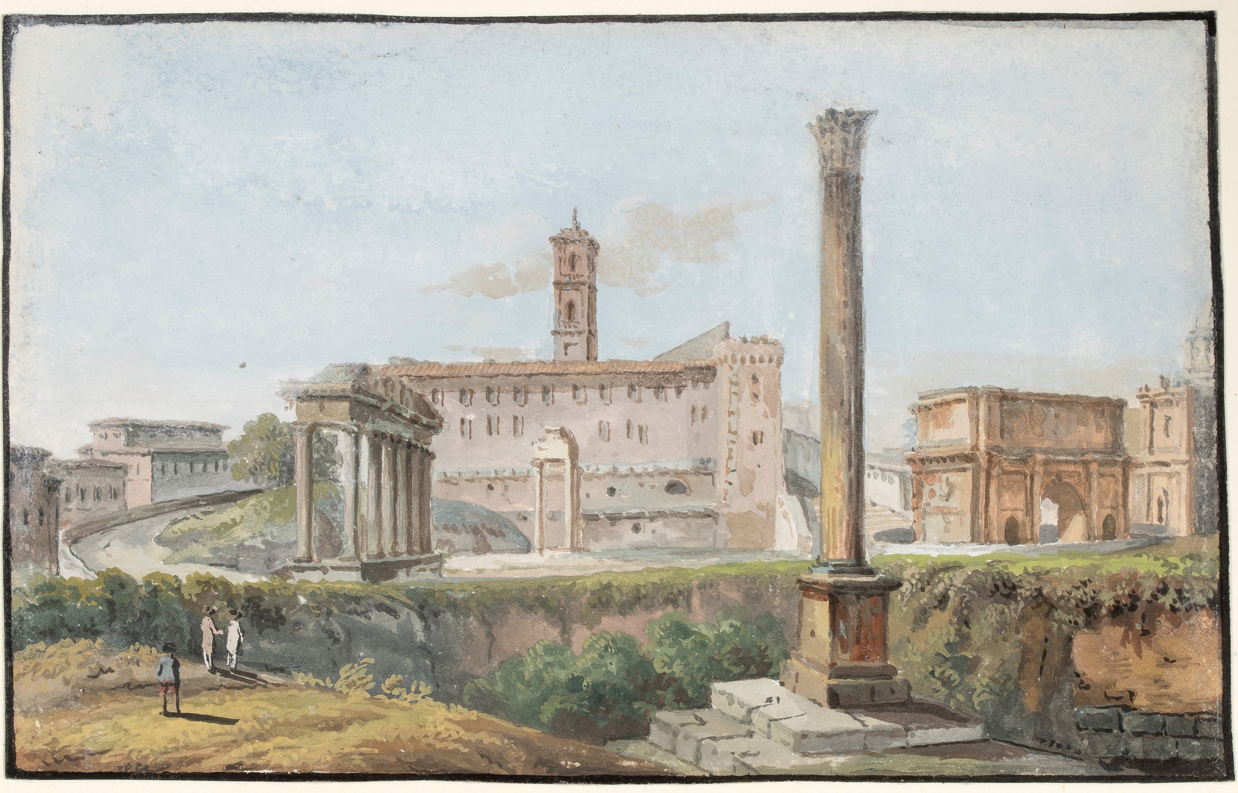 Artista Attivo a Roma, XVIII Secolo - Vedute di Roma, Serie di 9 tempere, tempera su cartoncino