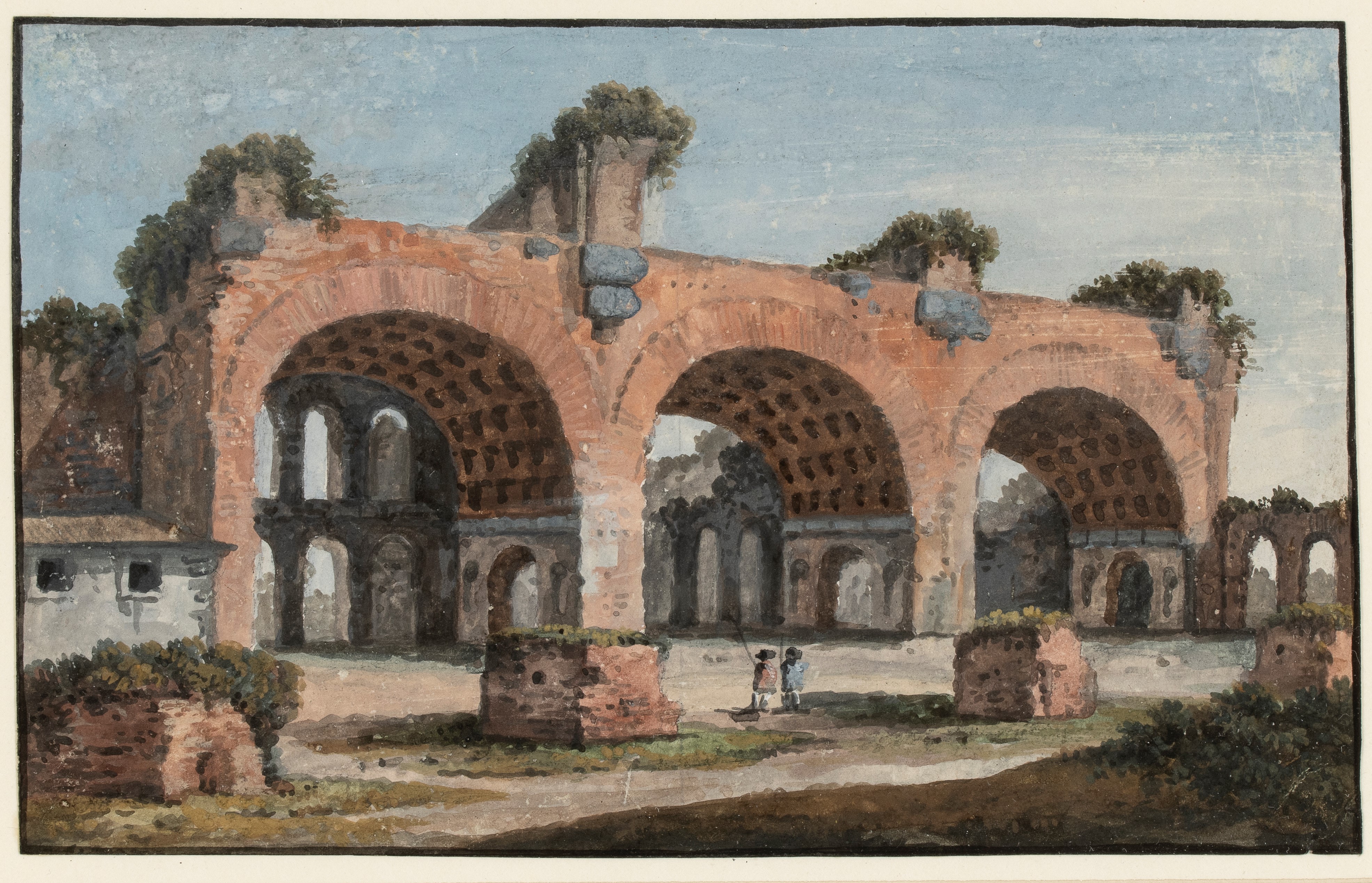 Artista Attivo a Roma, XVIII Secolo - Vedute di Roma, Serie di 9 tempere, tempera su cartoncino