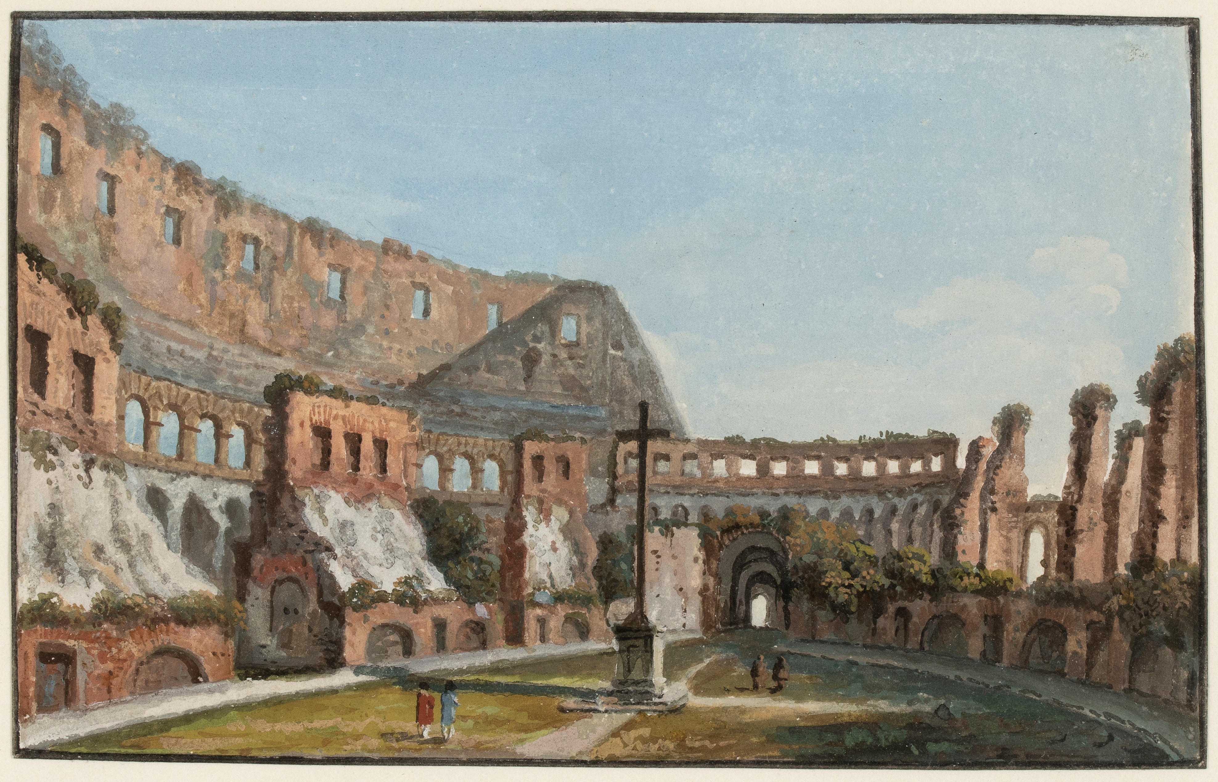 Artista Attivo a Roma, XVIII Secolo - Vedute di Roma, Serie di 9 tempere, tempera su cartoncino