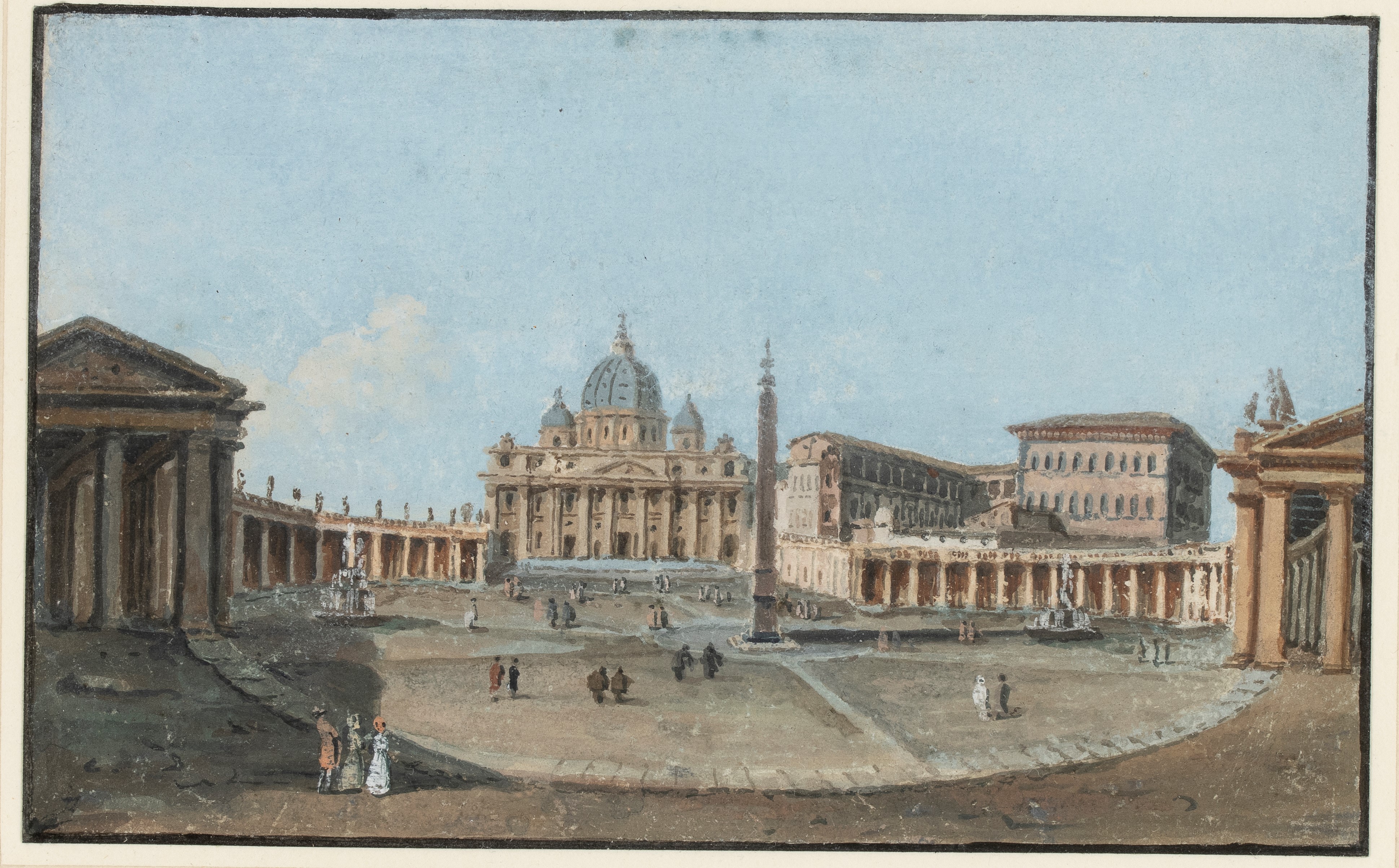 Artista Attivo a Roma, XVIII Secolo - Vedute di Roma, Serie di 9 tempere, tempera su cartoncino