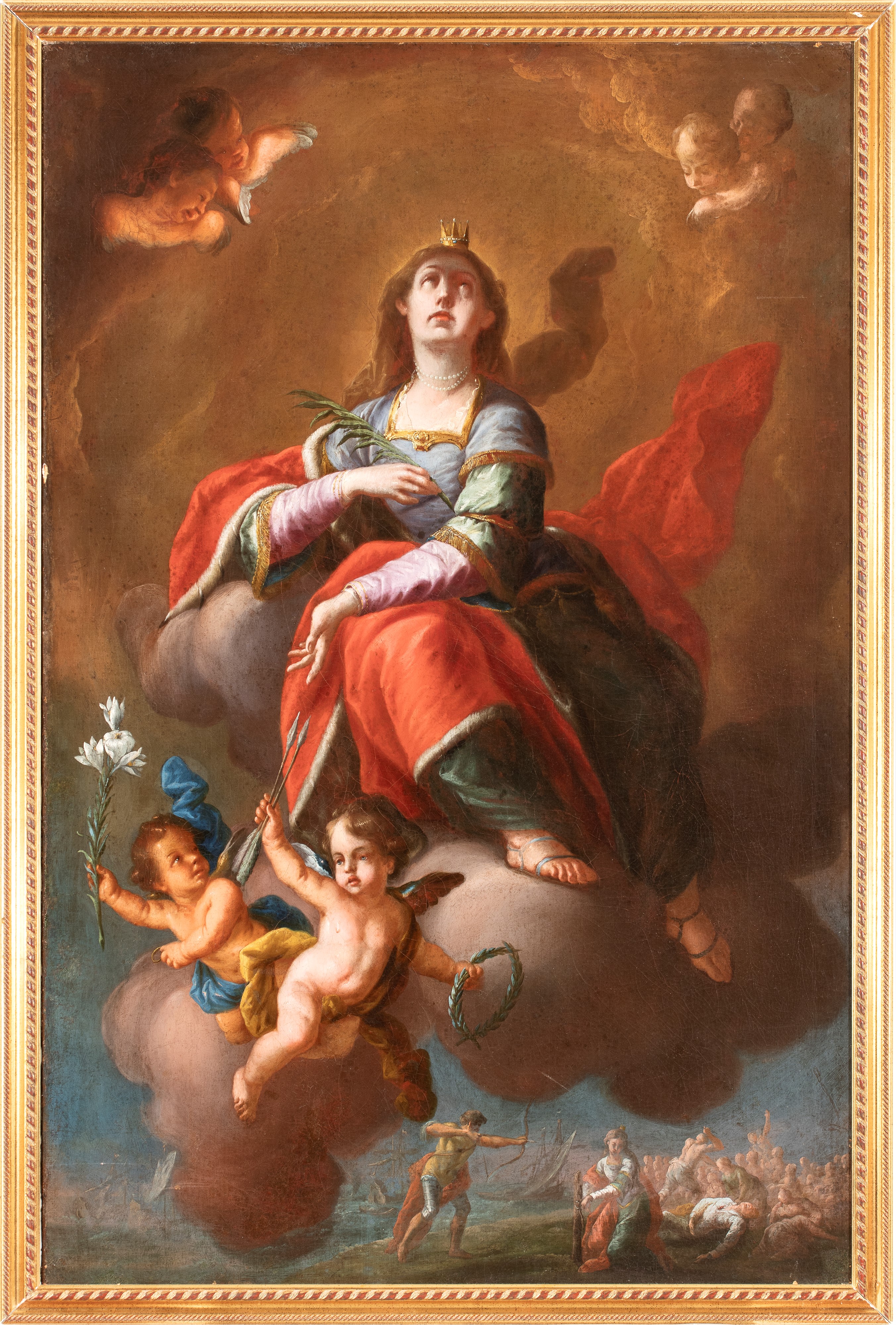 Artista Attivo a Napoli, Prima Metà XVIII Secolo - Sant’Orsola martire in gloria, olio su tela