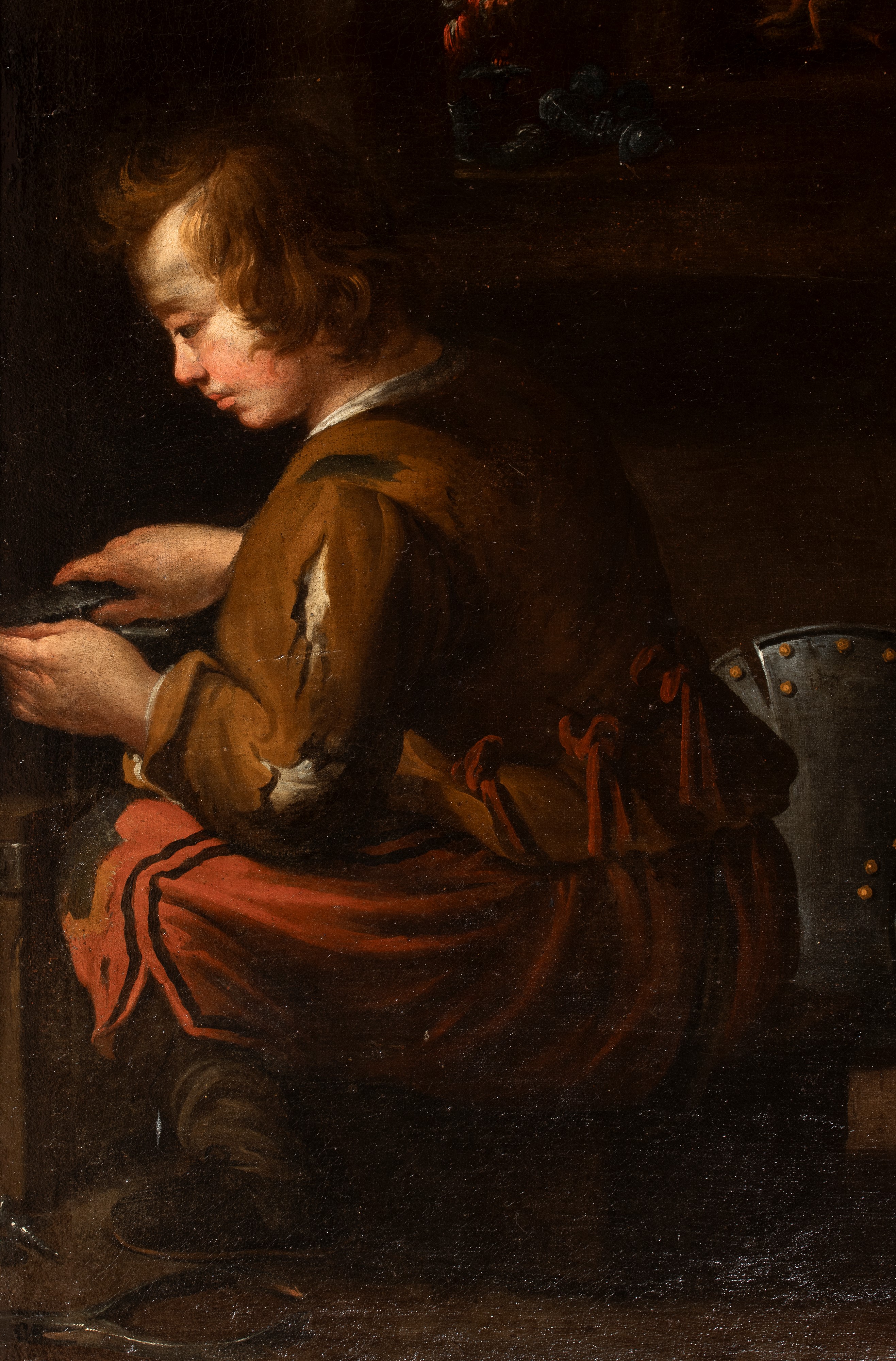 Artista Genovese, XVII Secolo - Venere nella fucina di Vulcano, olio su tela con cornice