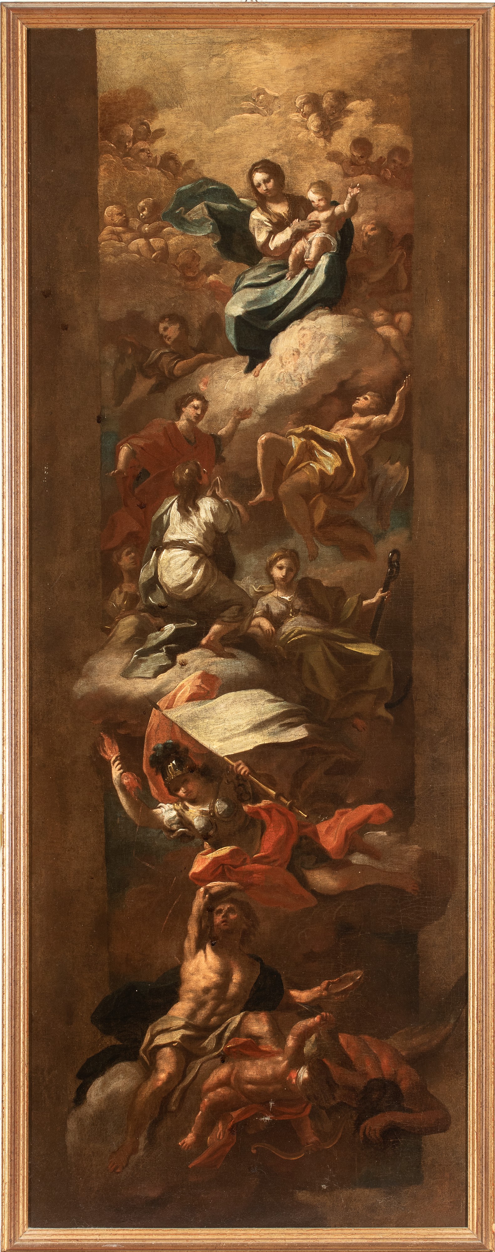 Sebastiano Conca - Madonna in gloria con schiere di angeli e penitenti, olio su tela