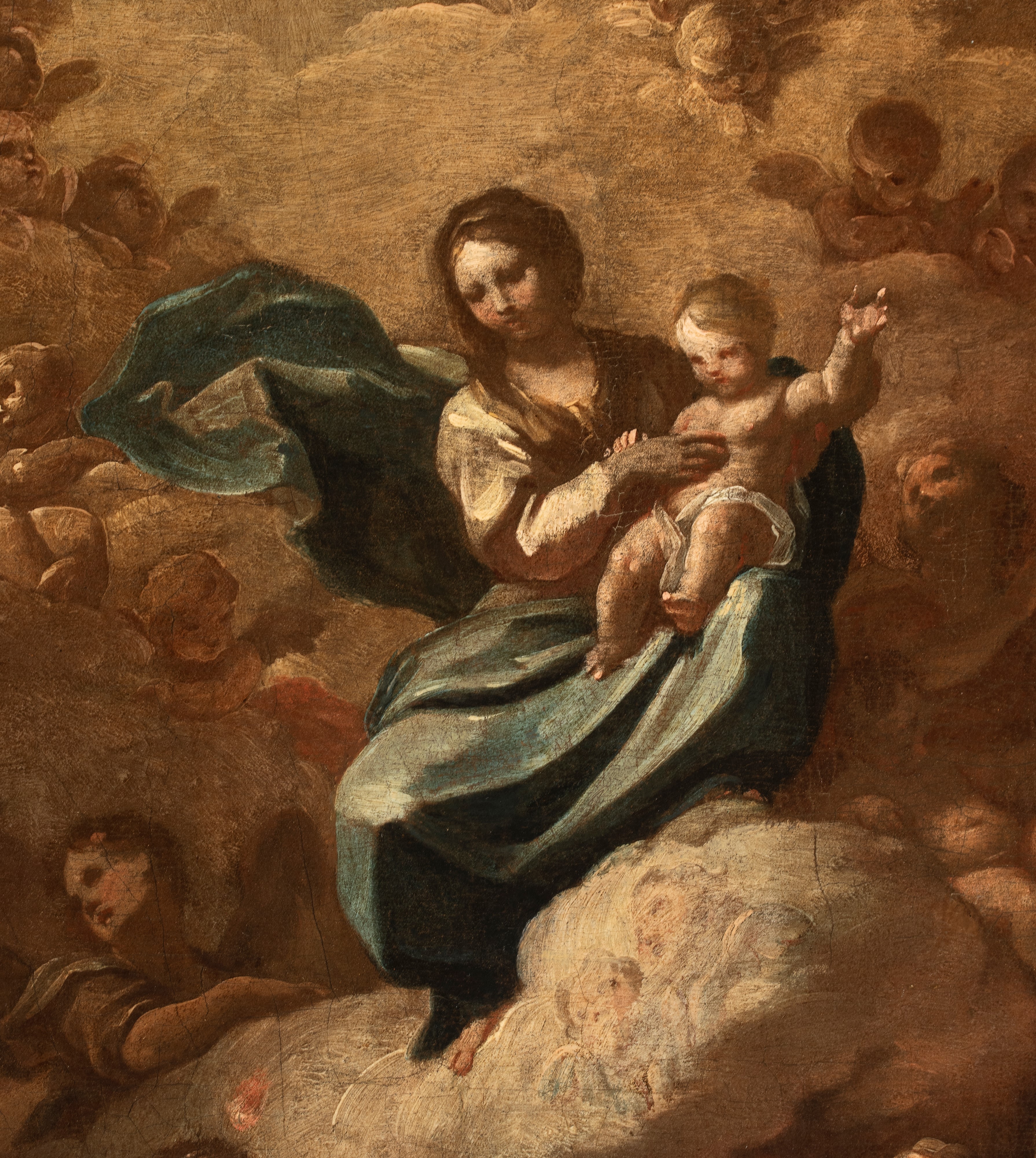 Sebastiano Conca - Madonna in gloria con schiere di angeli e penitenti, olio su tela