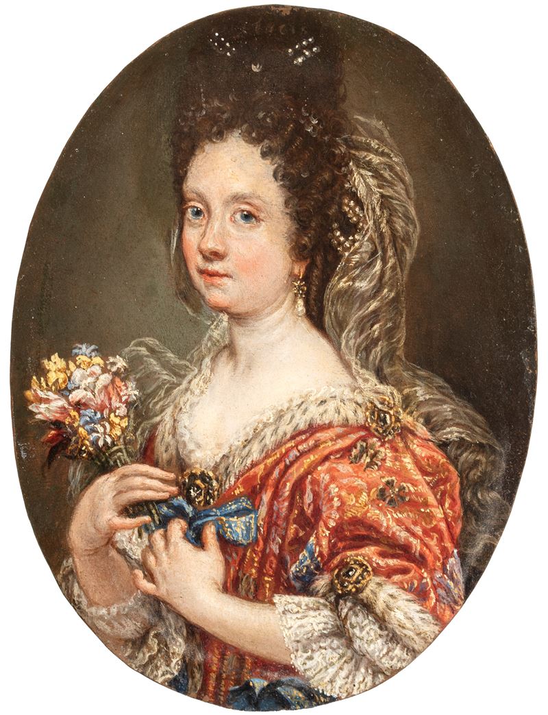 Giovan Battista Gaulli Detto il Baciccio - Ritratto di Eleonora Boncompagni Borghese, olio su ram...