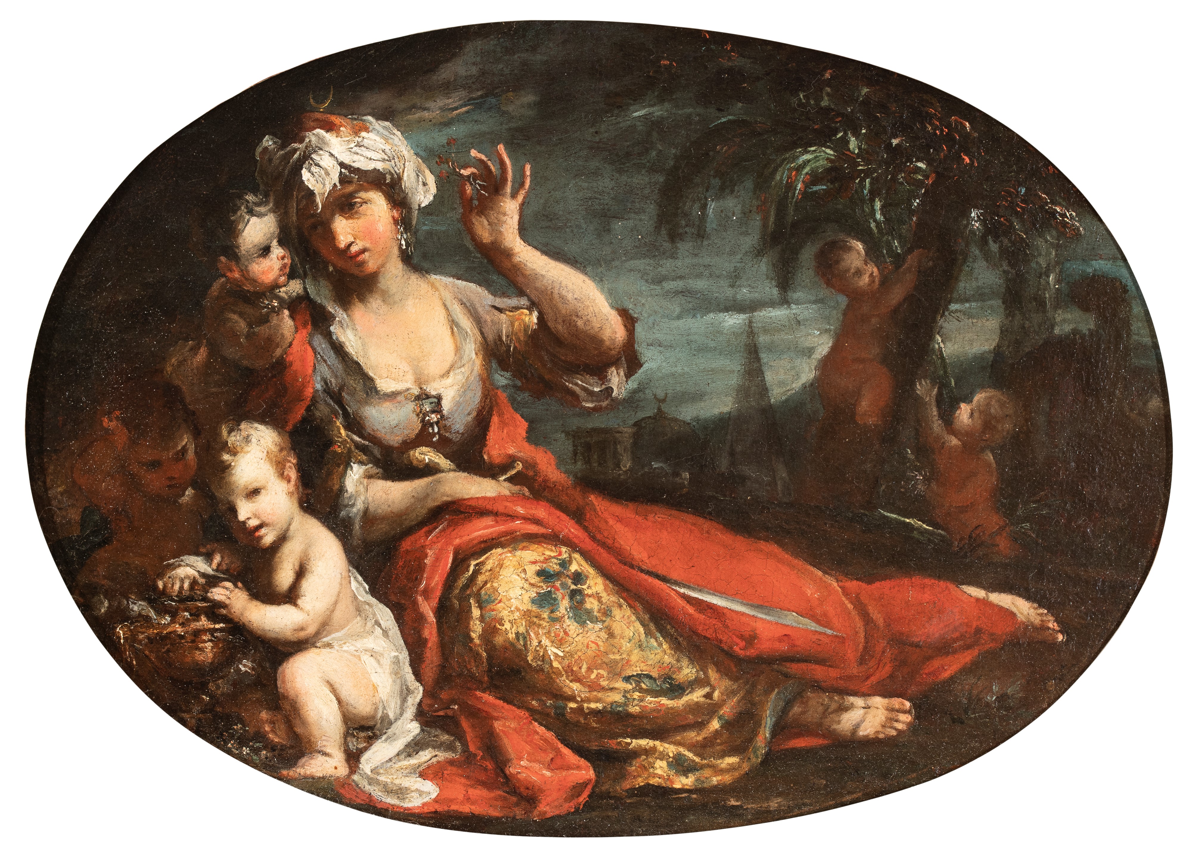 Giuseppe Antonio Ghedini - Allegoria dell’Asia e Allegoria dell’America (coppia di dipinti), olio...