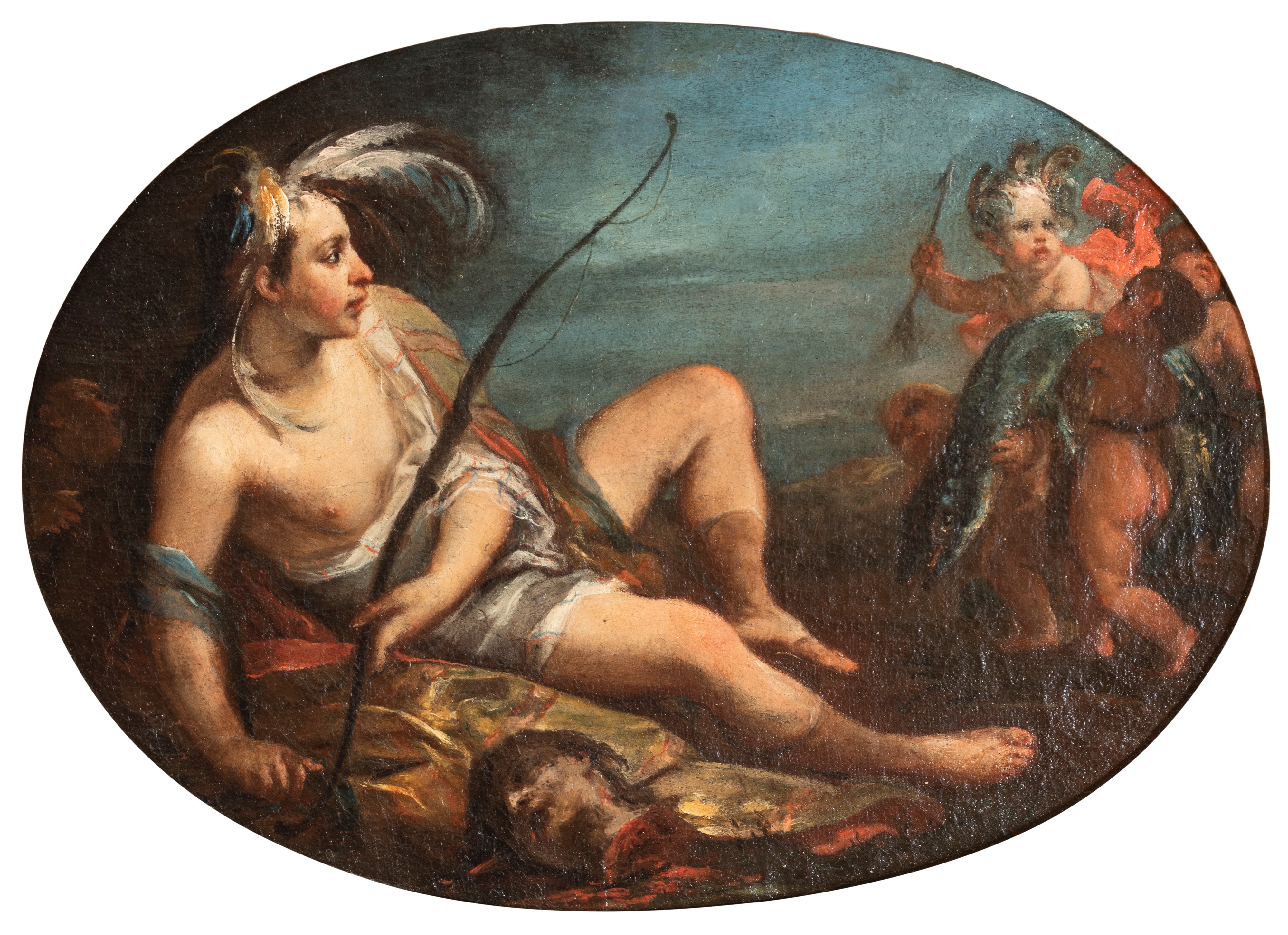 Giuseppe Antonio Ghedini - Allegoria dell’Asia e Allegoria dell’America (coppia di dipinti), olio...