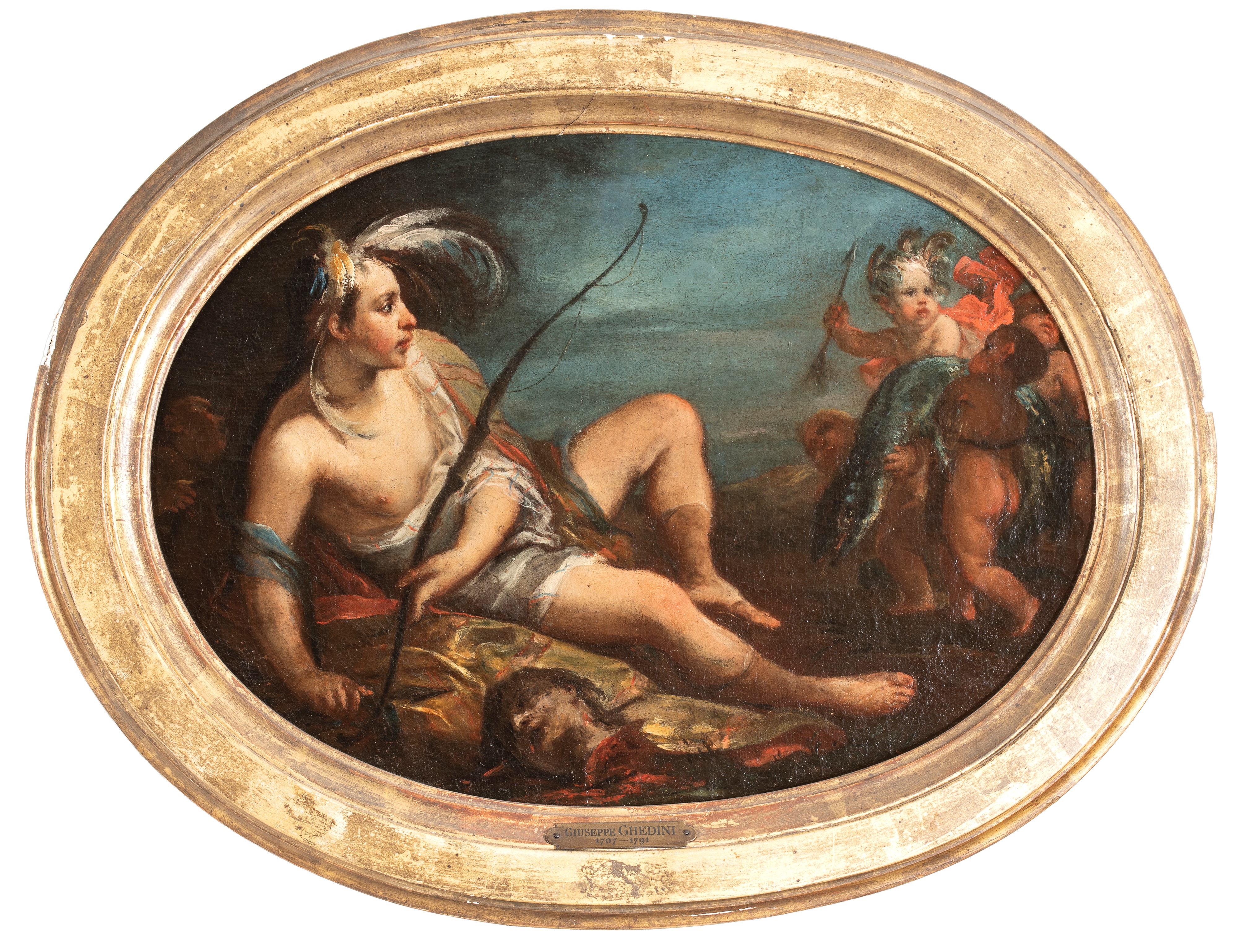 Giuseppe Antonio Ghedini - Allegoria dell’Asia e Allegoria dell’America (coppia di dipinti), olio...