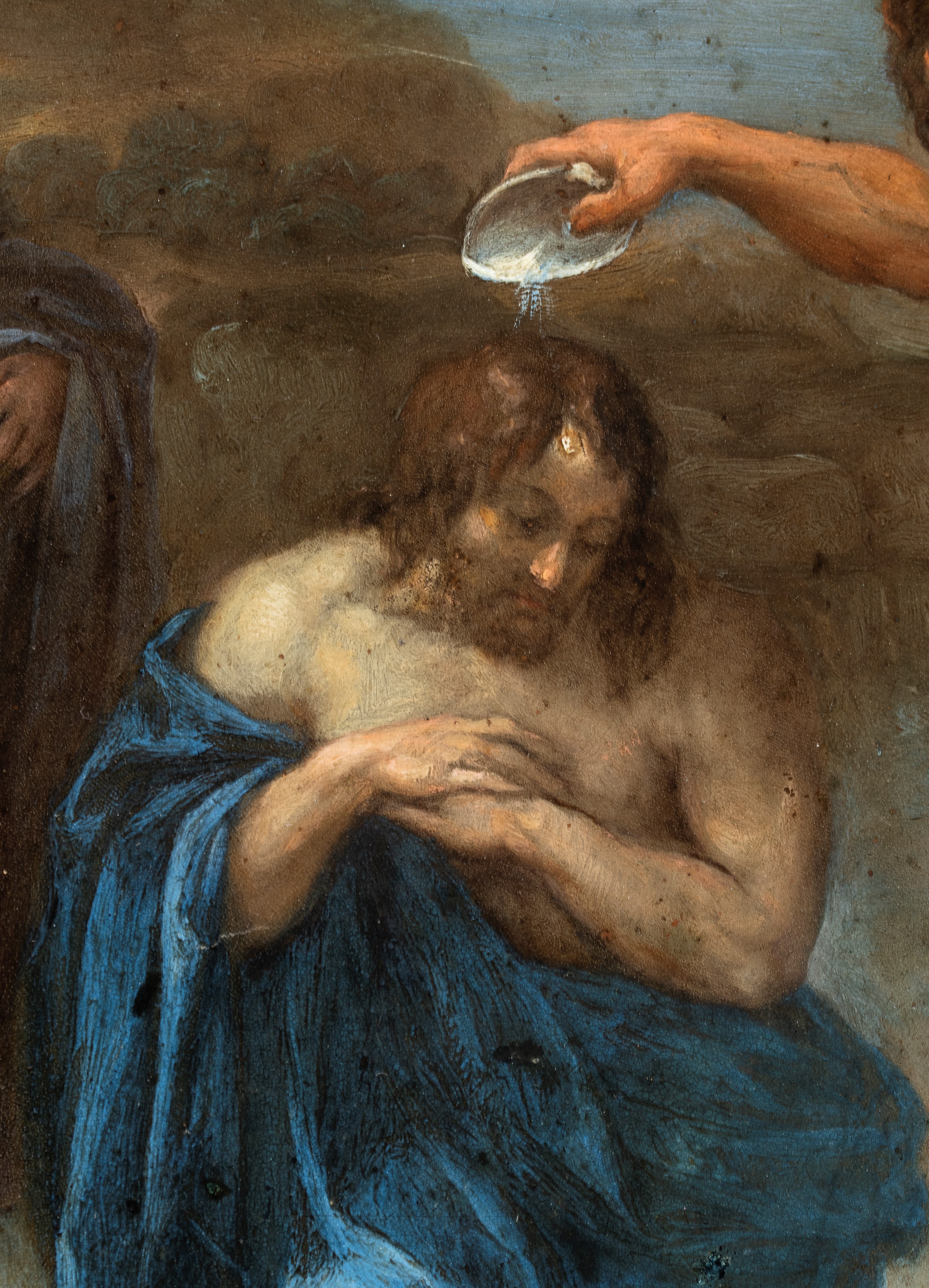 Artista Attivo a Roma, XVII Secolo - Battesimo di Cristo, olio su rame