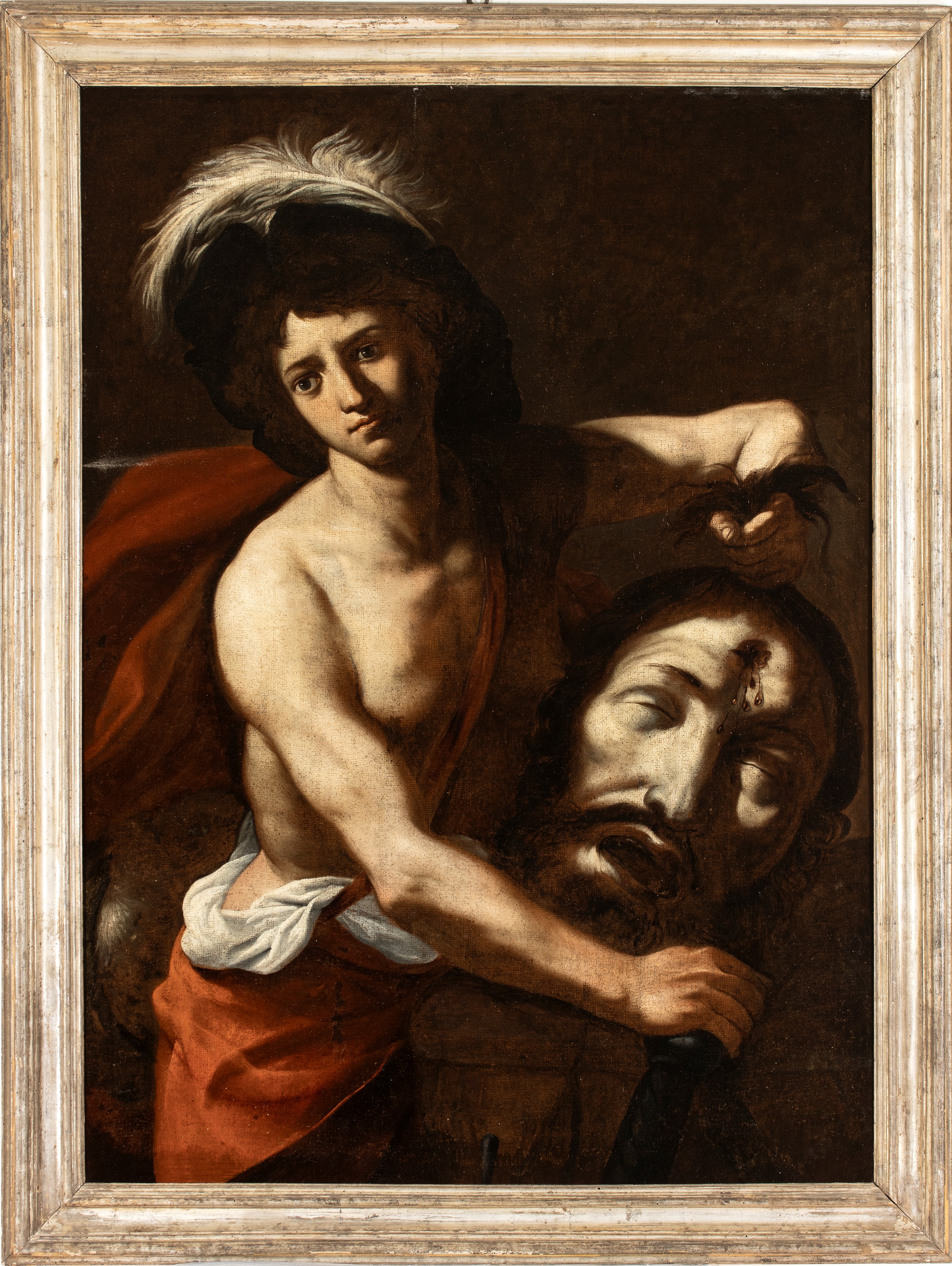 Artista Attivo a Napoli, Primo Quarto XVII Secolo - David con la testa di Golia, olio su tela (co...