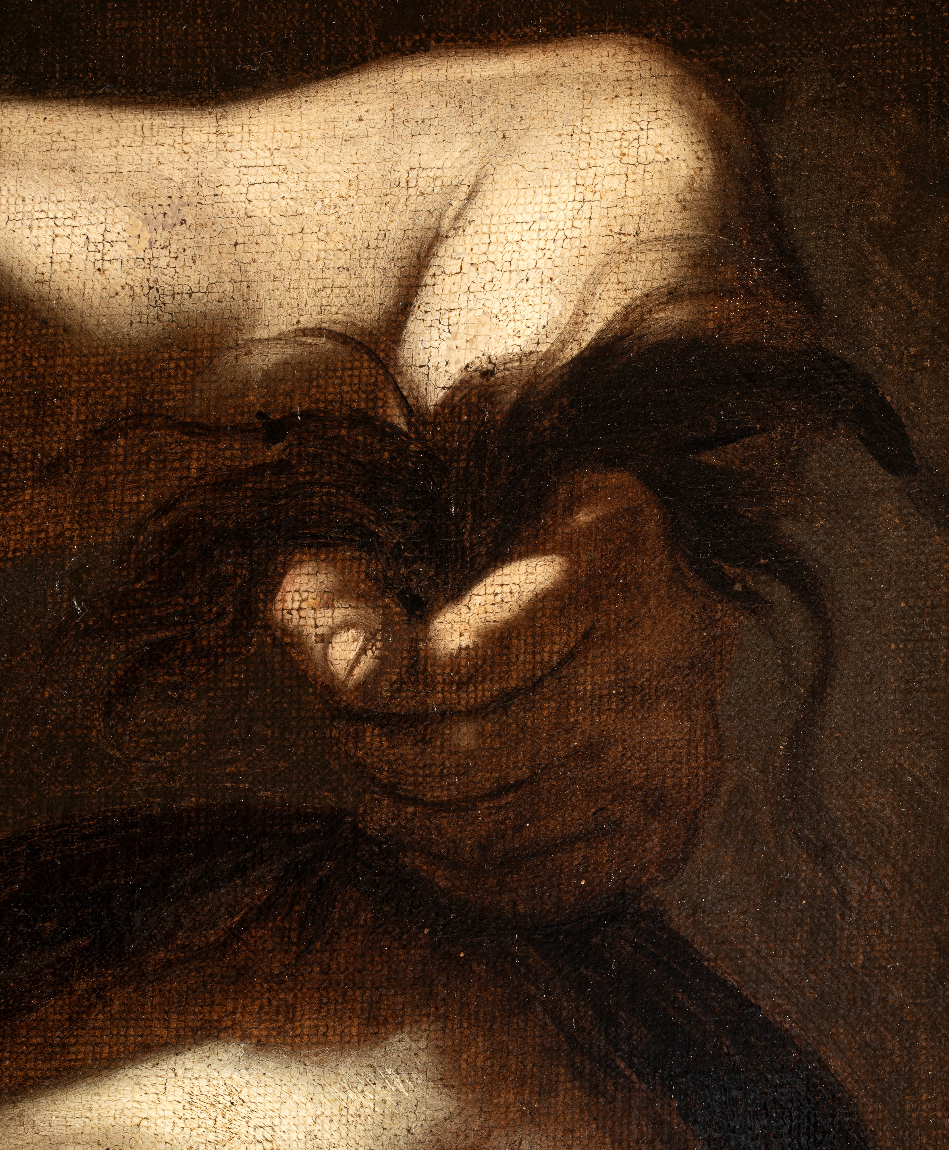Artista Attivo a Napoli, Primo Quarto XVII Secolo - David con la testa di Golia, olio su tela (co...