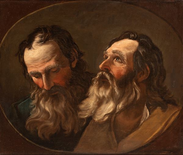 Artista emiliano, seconda metà XVIII secolo - Two Bearded Heads