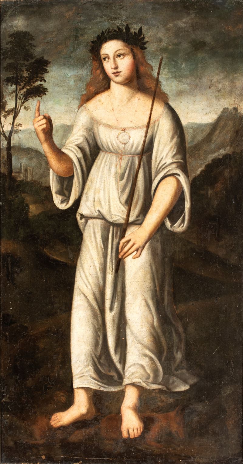Artista Emiliano, Prima Metà XVII Secolo - Figura allegorica coronata di lauro, olio su tela
