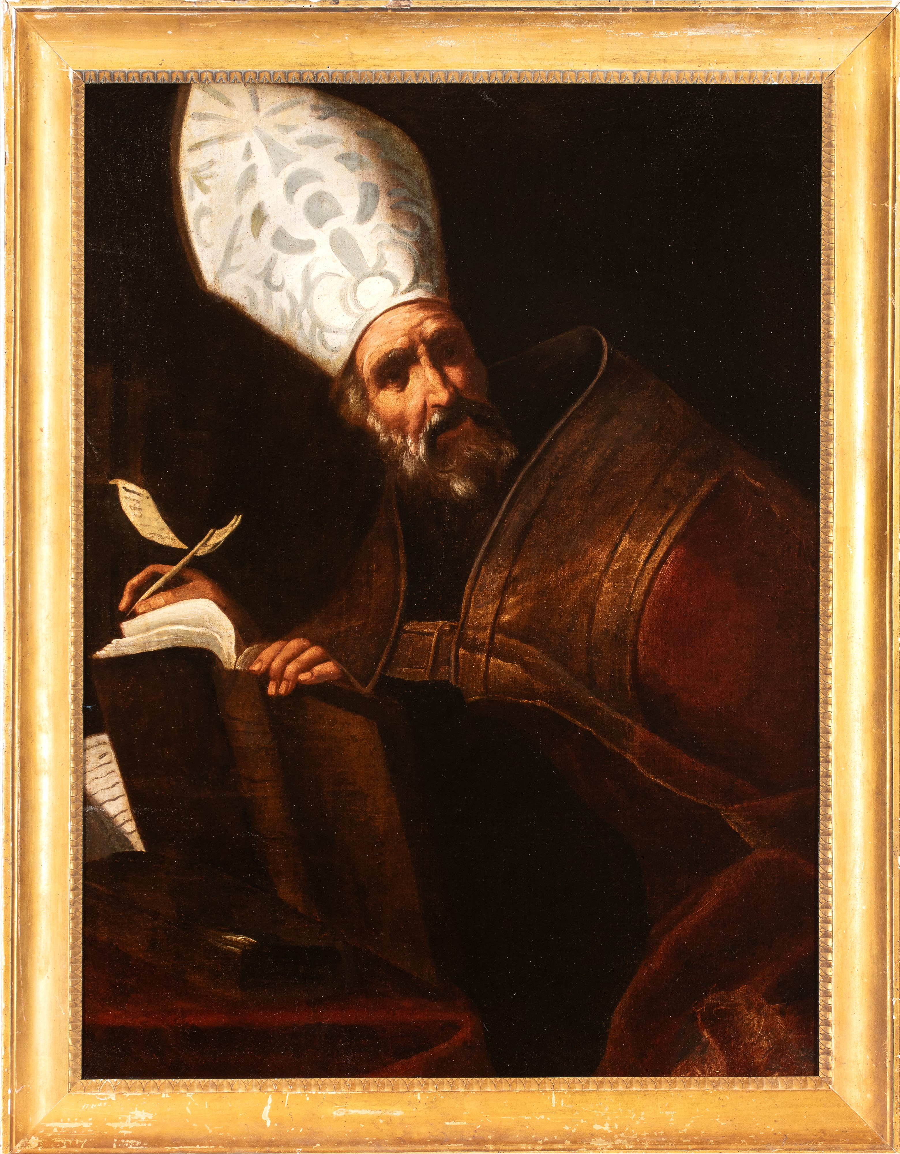 Artista Attivo a Napoli, Seconda Metà XVII Secolo - Sant'Agostino vescovo, olio su tela