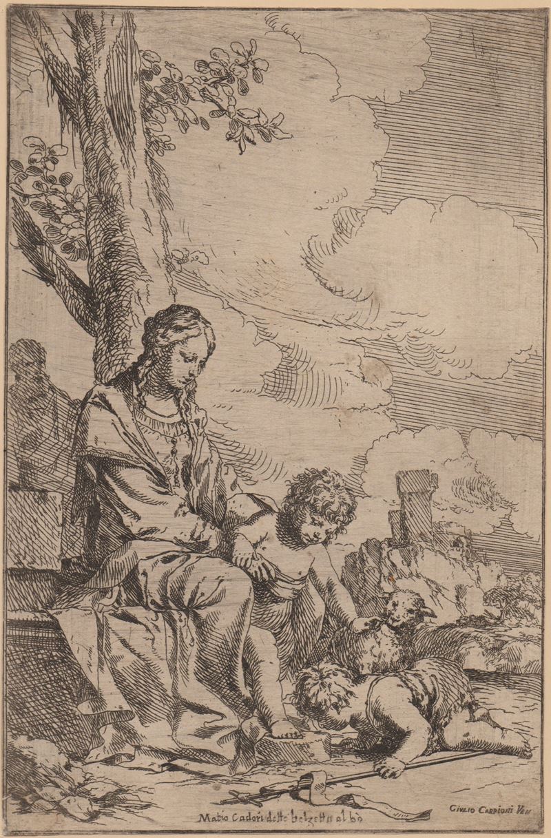 Giulio Carpioni - Madonna col Bambino e san Giovannino, acquaforte