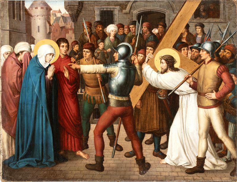 Louis Hendrix - Gesù incontra la Vergine Maria lungo la Via Crucis, olio su tela