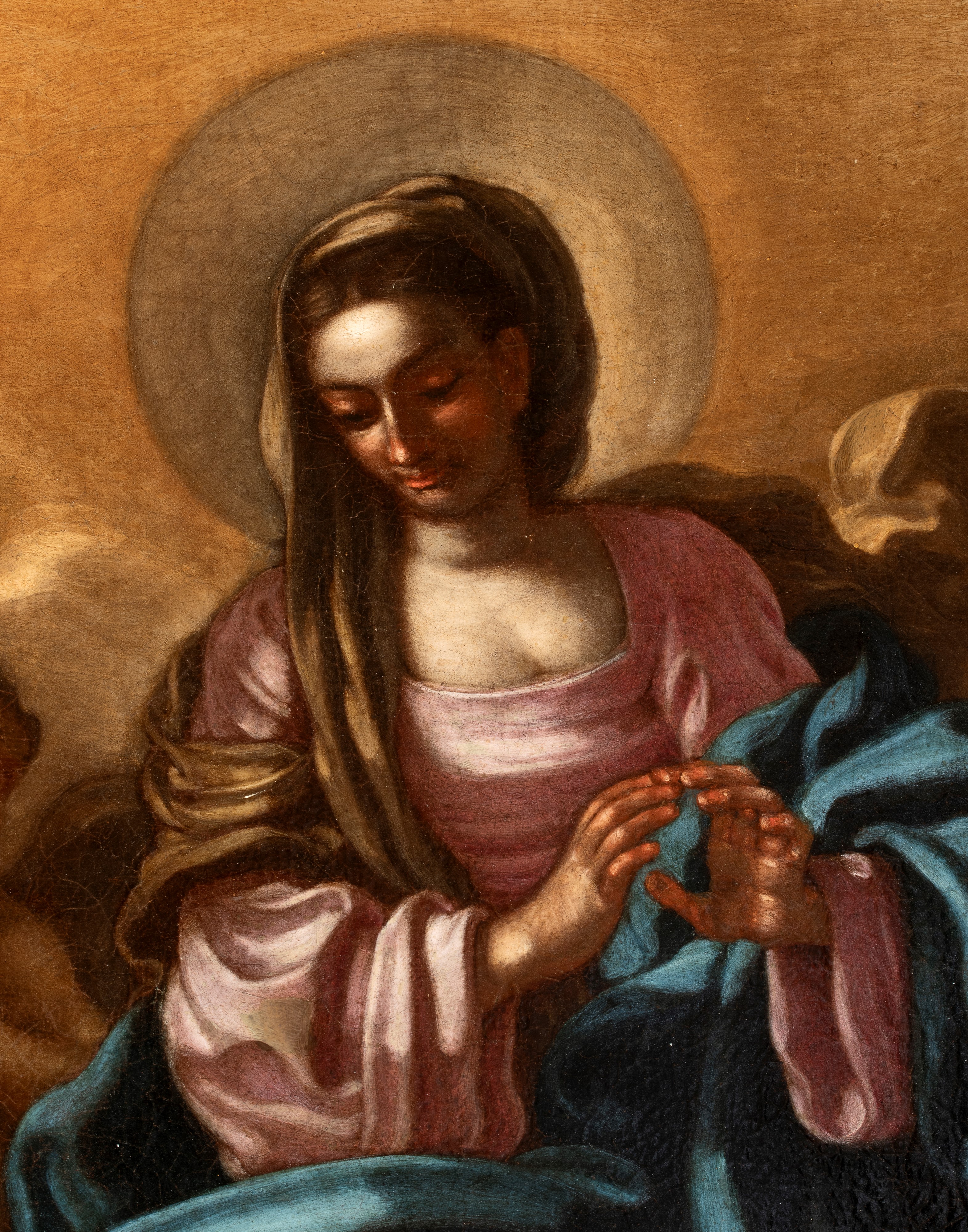 Artista Attivo a Napoli, Prima Metà XVIII Secolo - Vergine Immacolata circondata da angeli, olio ...