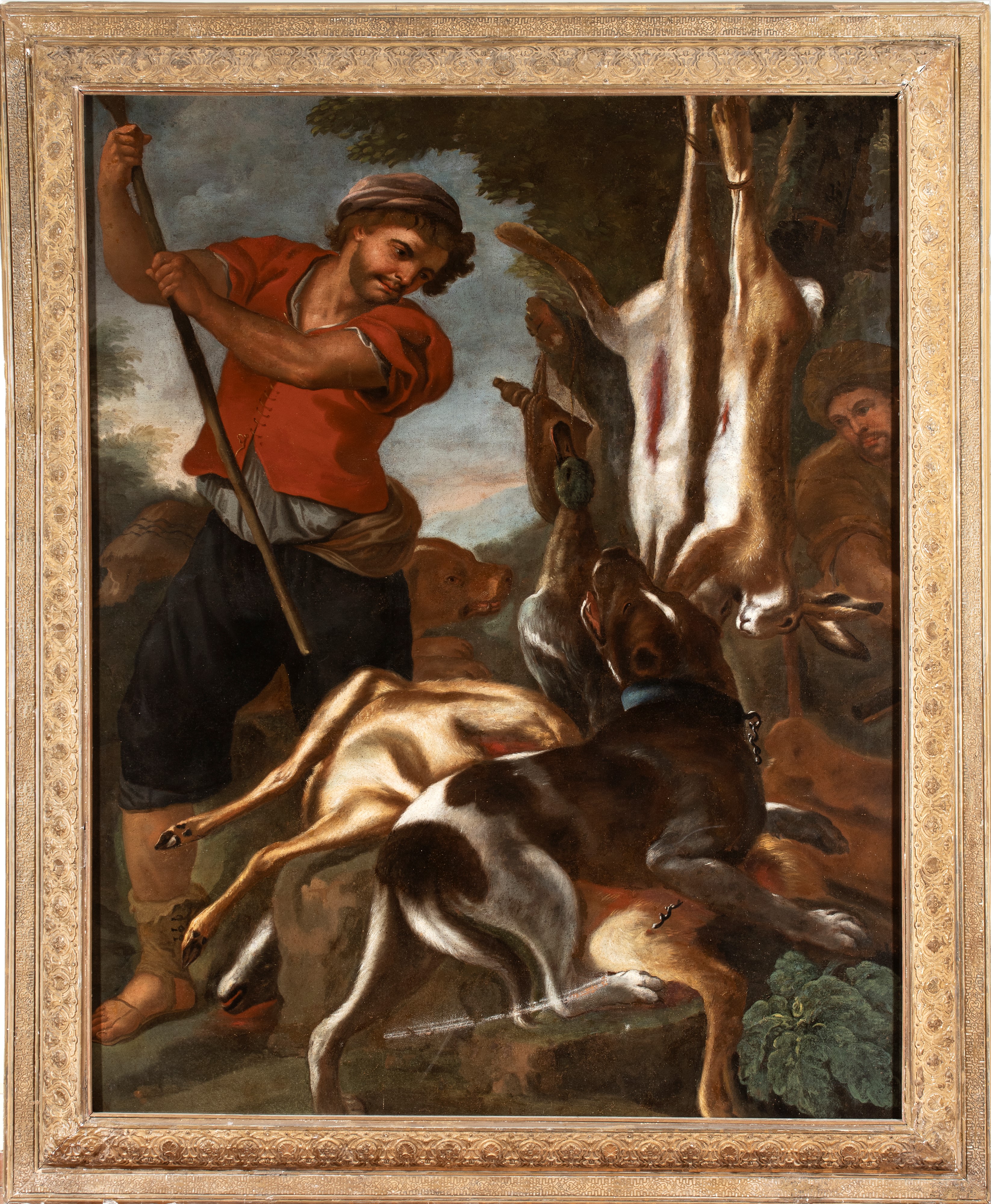 De Caro, Due cacciatori con cani e selvaggina
