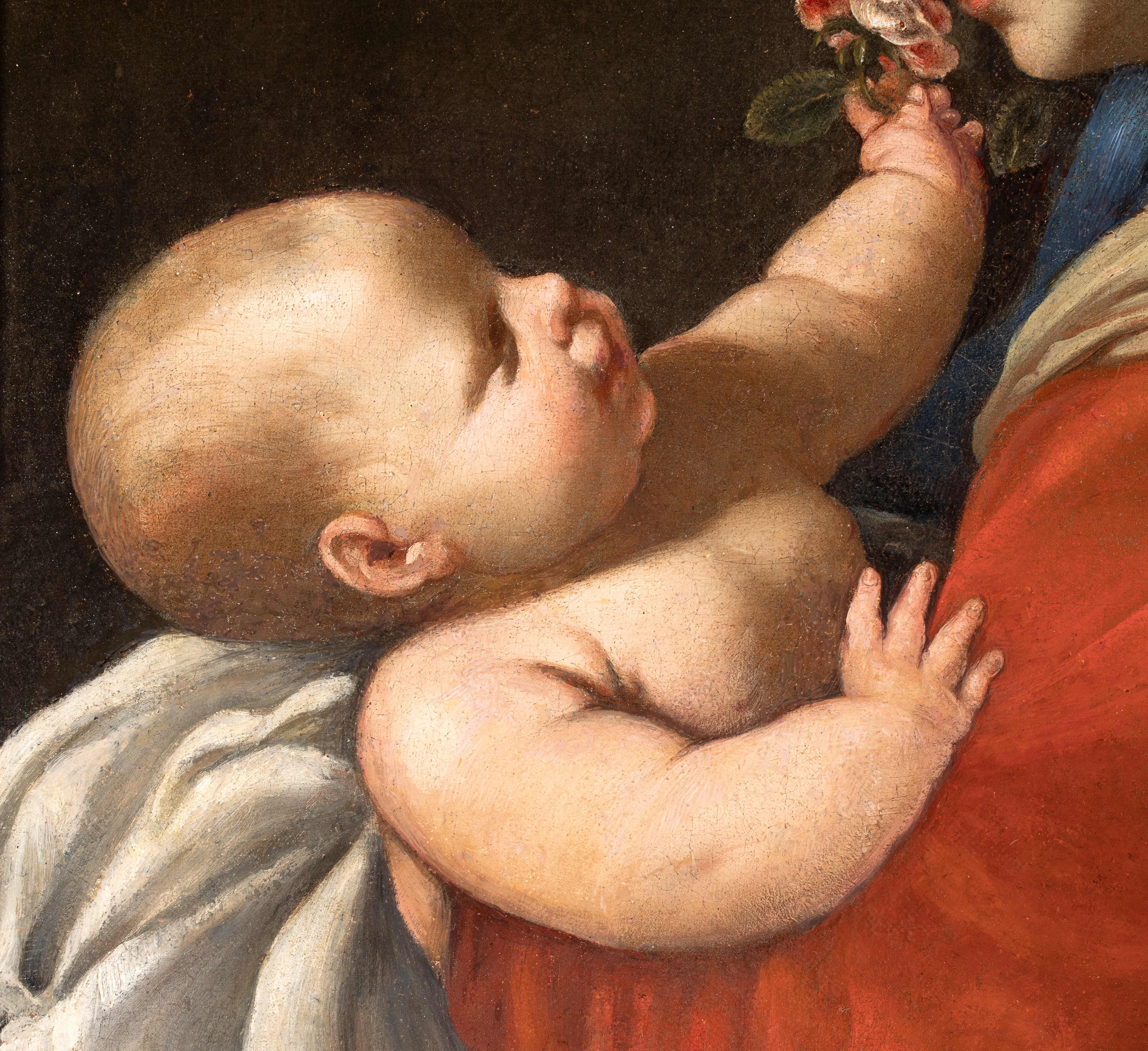 Artista Attivo a Roma, Prima Metà XVII Secolo - Madonna della rosa, olio su tela
