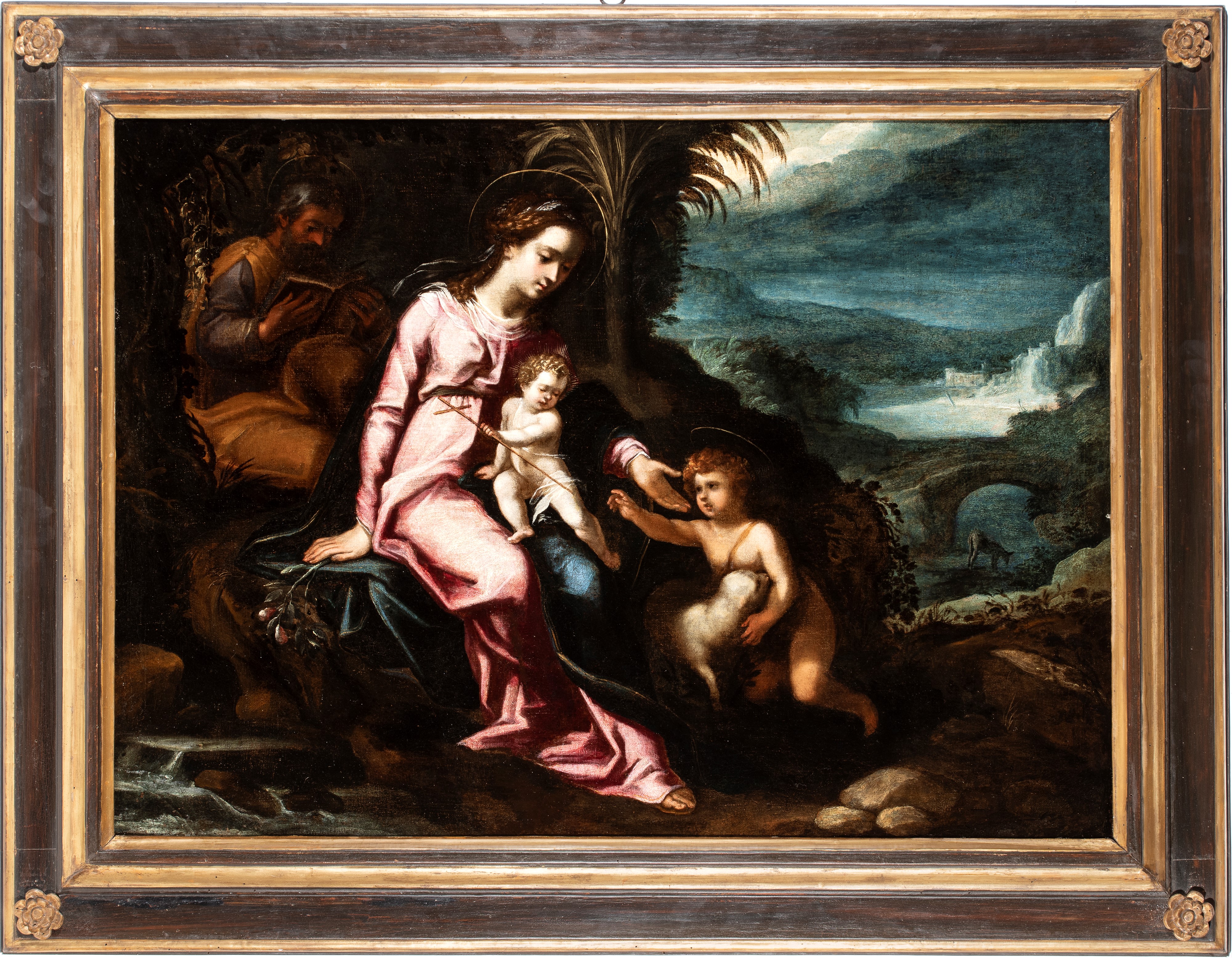 Artista Ferrarese, Seconda Metà XVI Secolo - Sacra Famiglia con San Giovannino, olio su tela