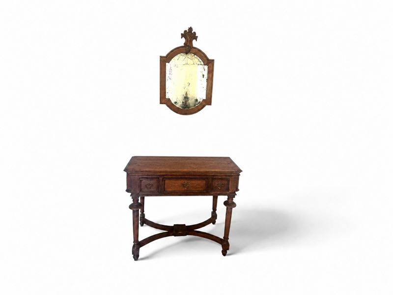 Scrivania con Specchiera in Legno